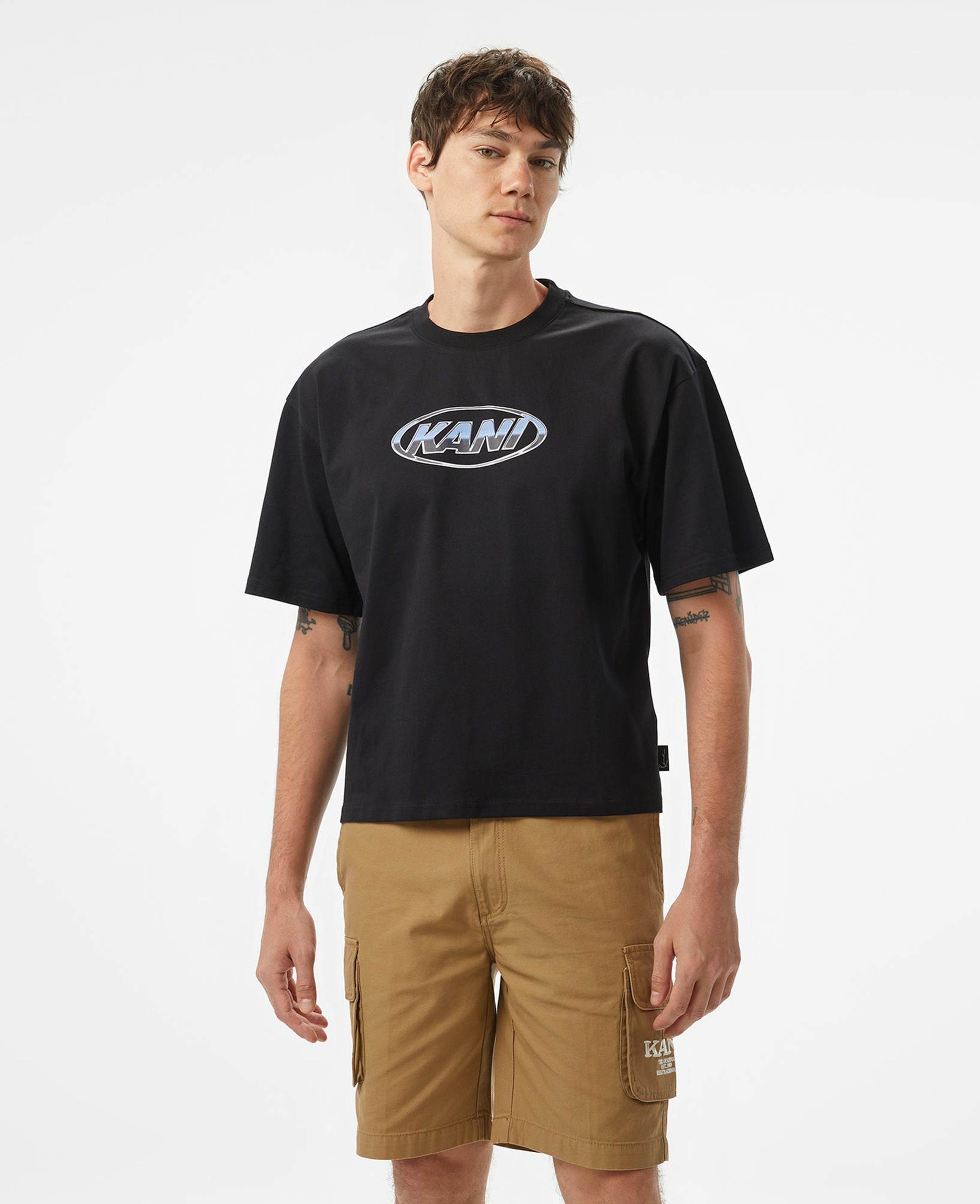 Karl Kani Woven Signature Chrome Logo Erkek Siyah T-Shirt