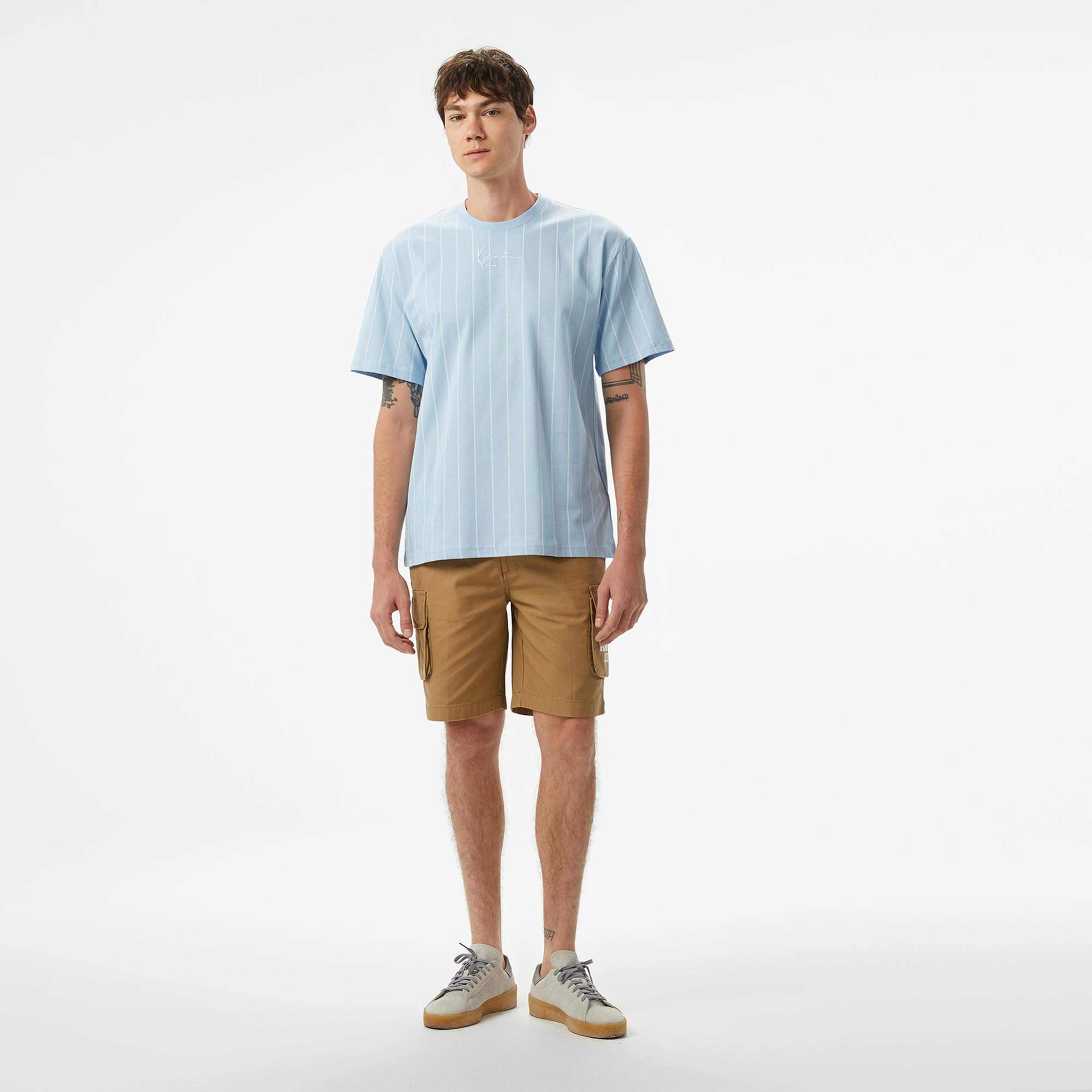 Karl Kani Small Signature Essential Pinstripe Erkek Mavi T-Shirt
