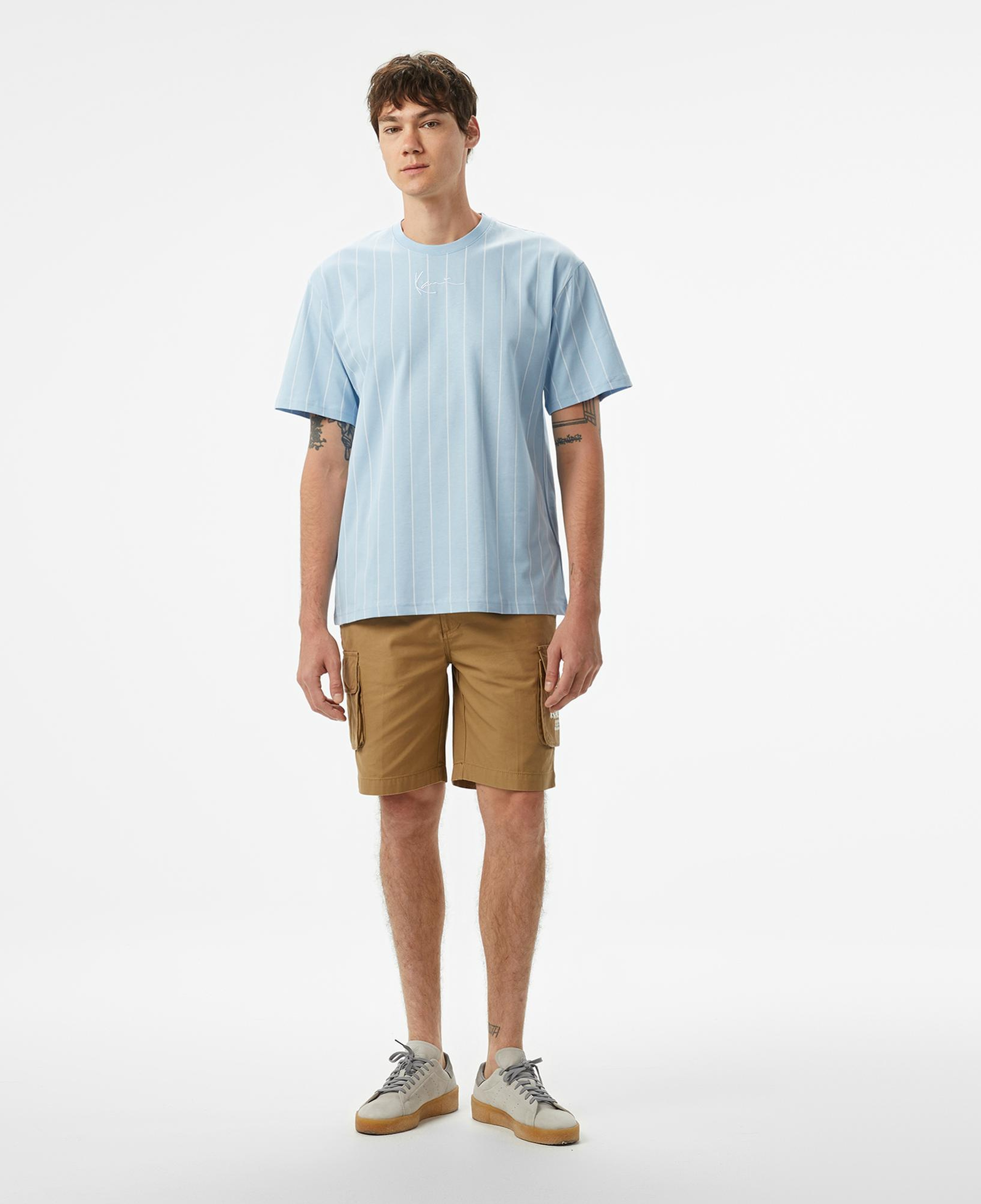 Karl Kani Small Signature Essential Pinstripe Erkek Mavi T-Shirt