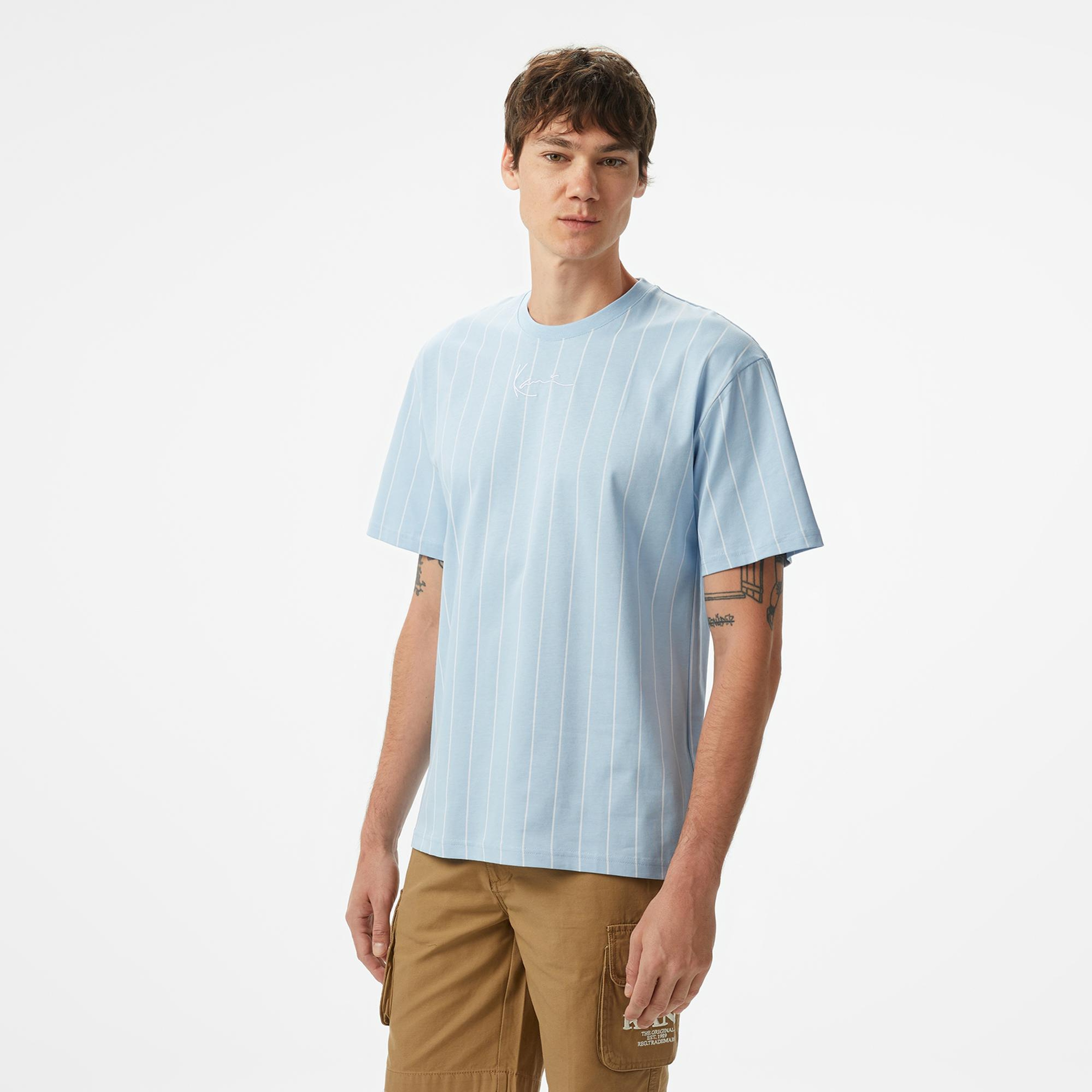 Karl Kani Small Signature Essential Pinstripe Erkek Mavi T-Shirt