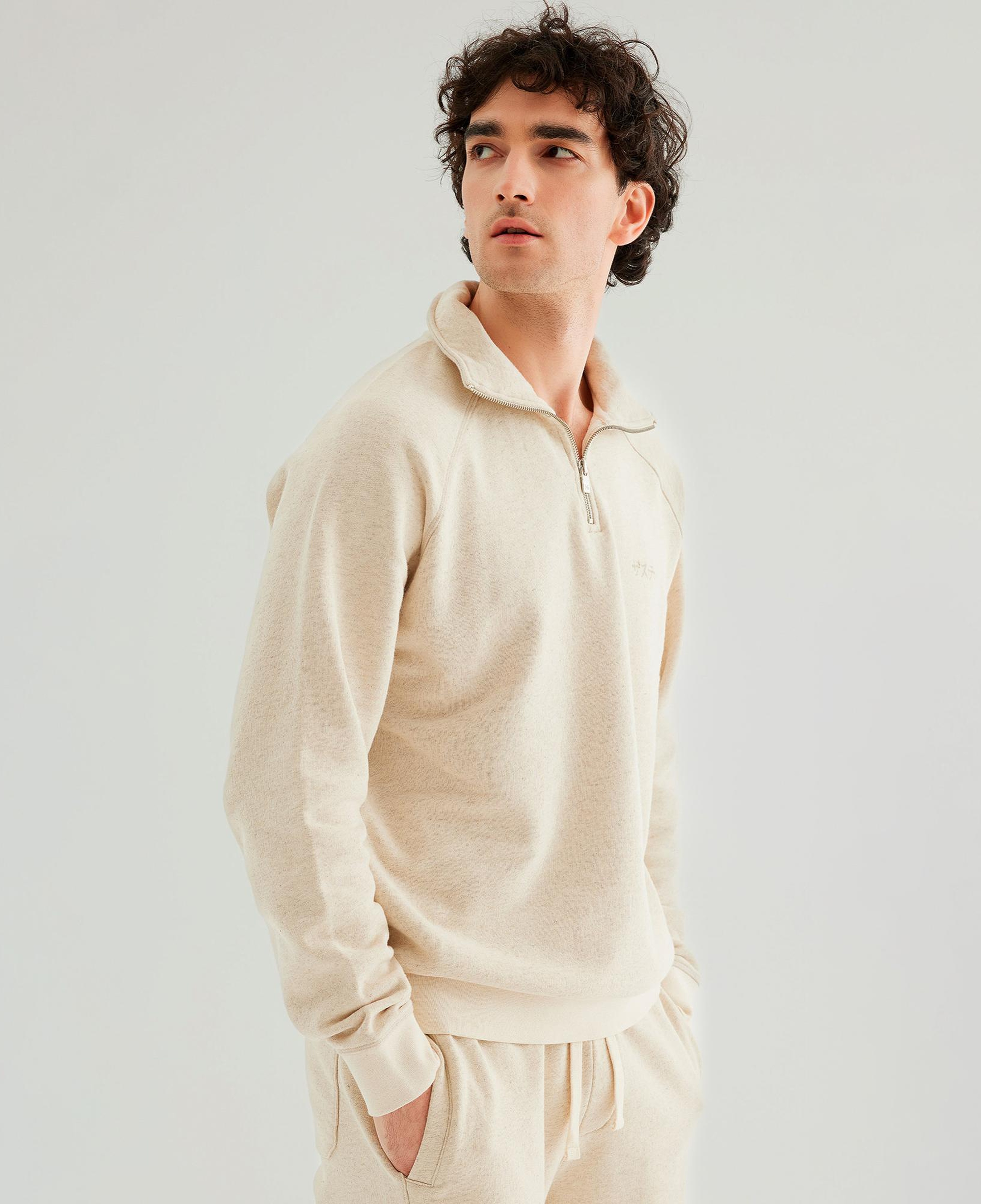 The Stay Line Yuki 1/4 Zip Erkek Bej Sweatshirt