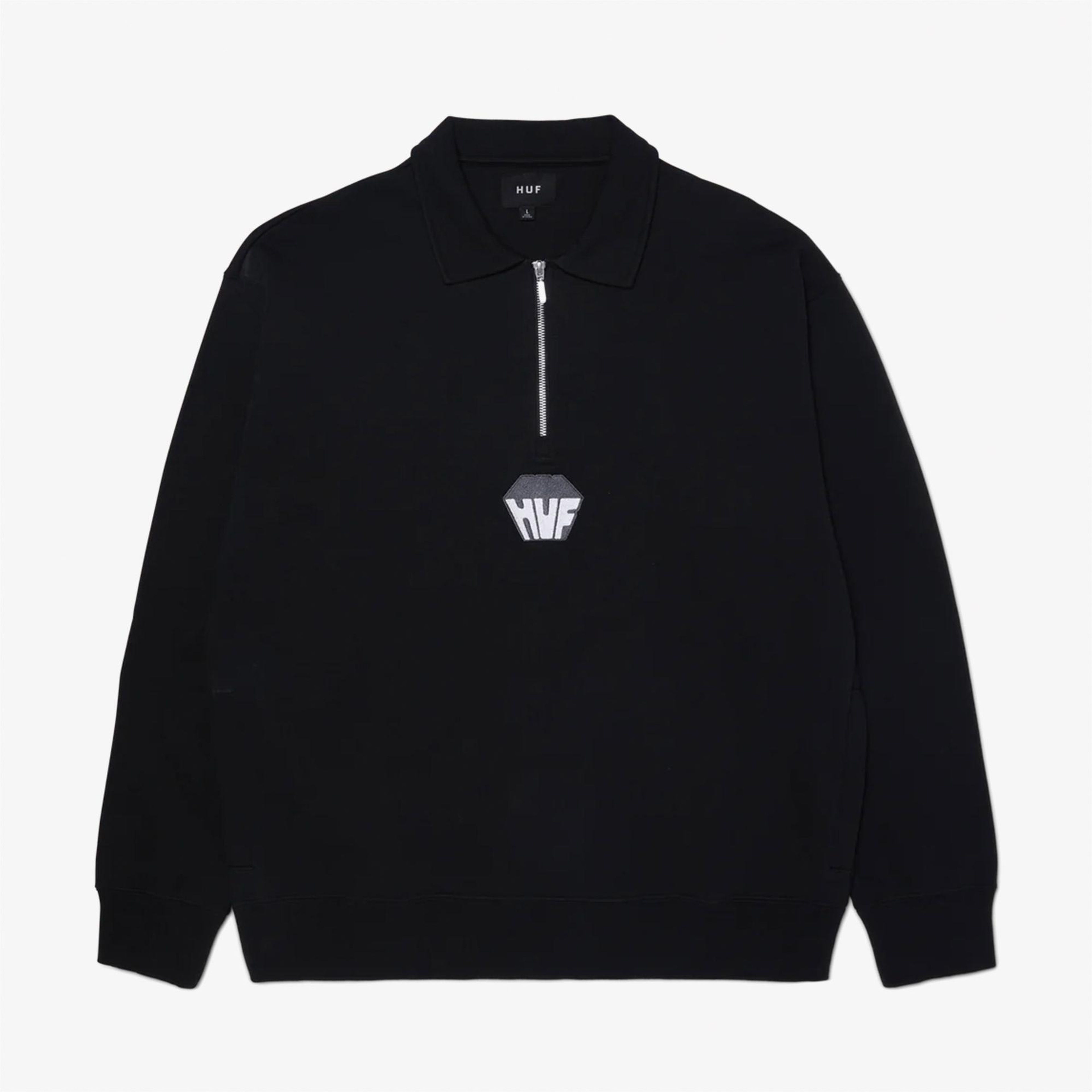 Huf Big Block 1/4 French Terry Zip Erkek Siyah Ceket