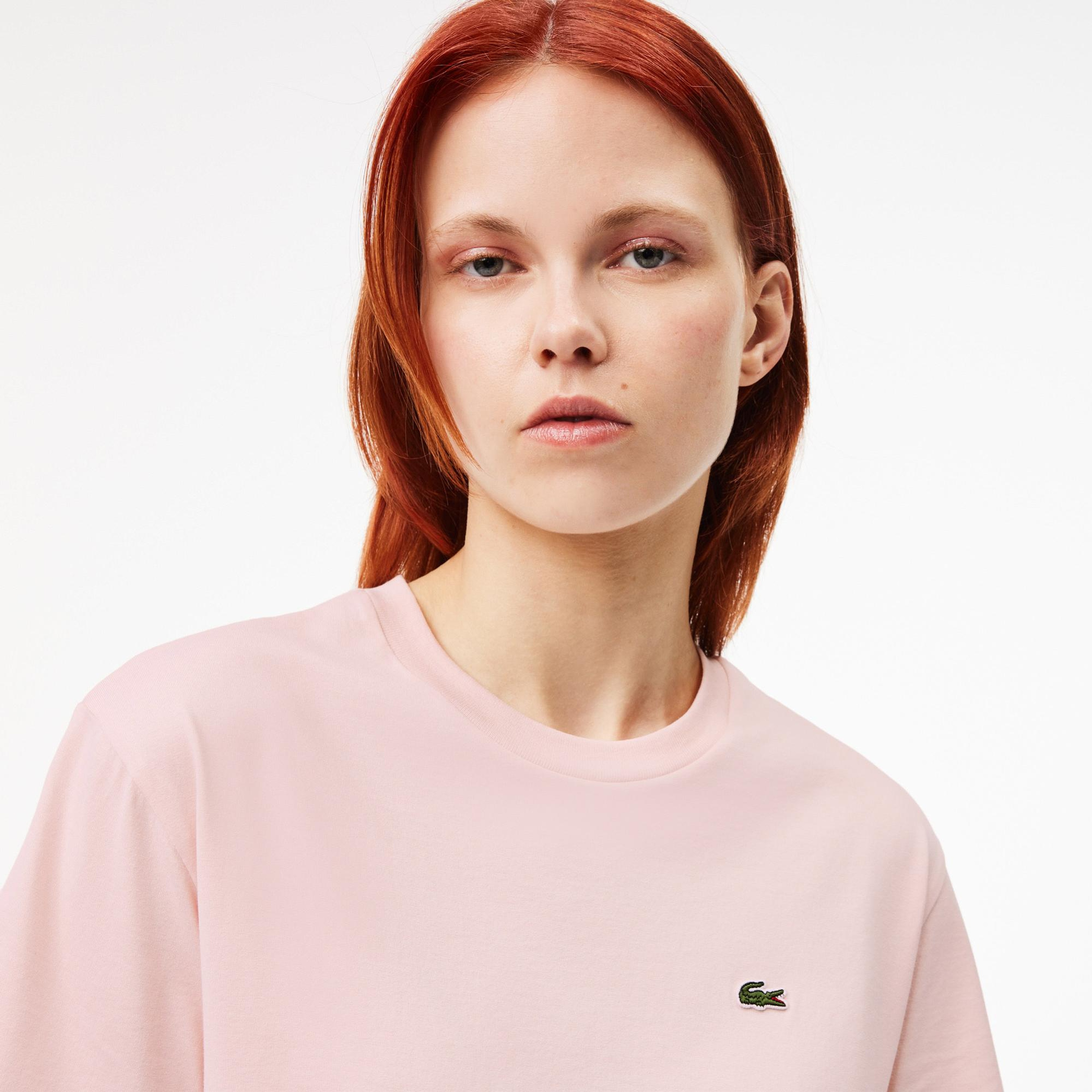 Lacoste Kadın Relaxed Fit Bisiklet Yaka Pembe T-Shirt