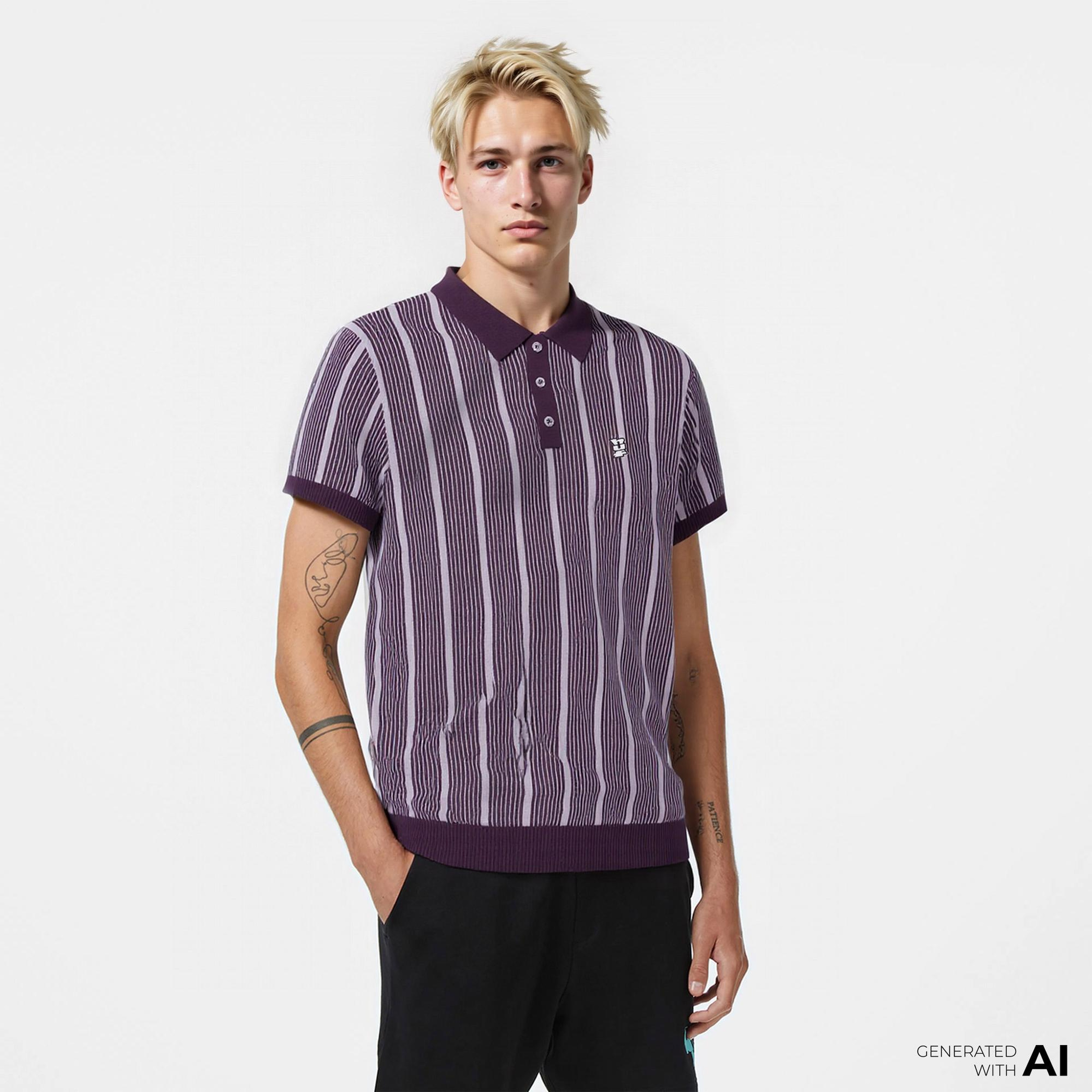 Huf Trace Stripe Erkek Mor Gömlek