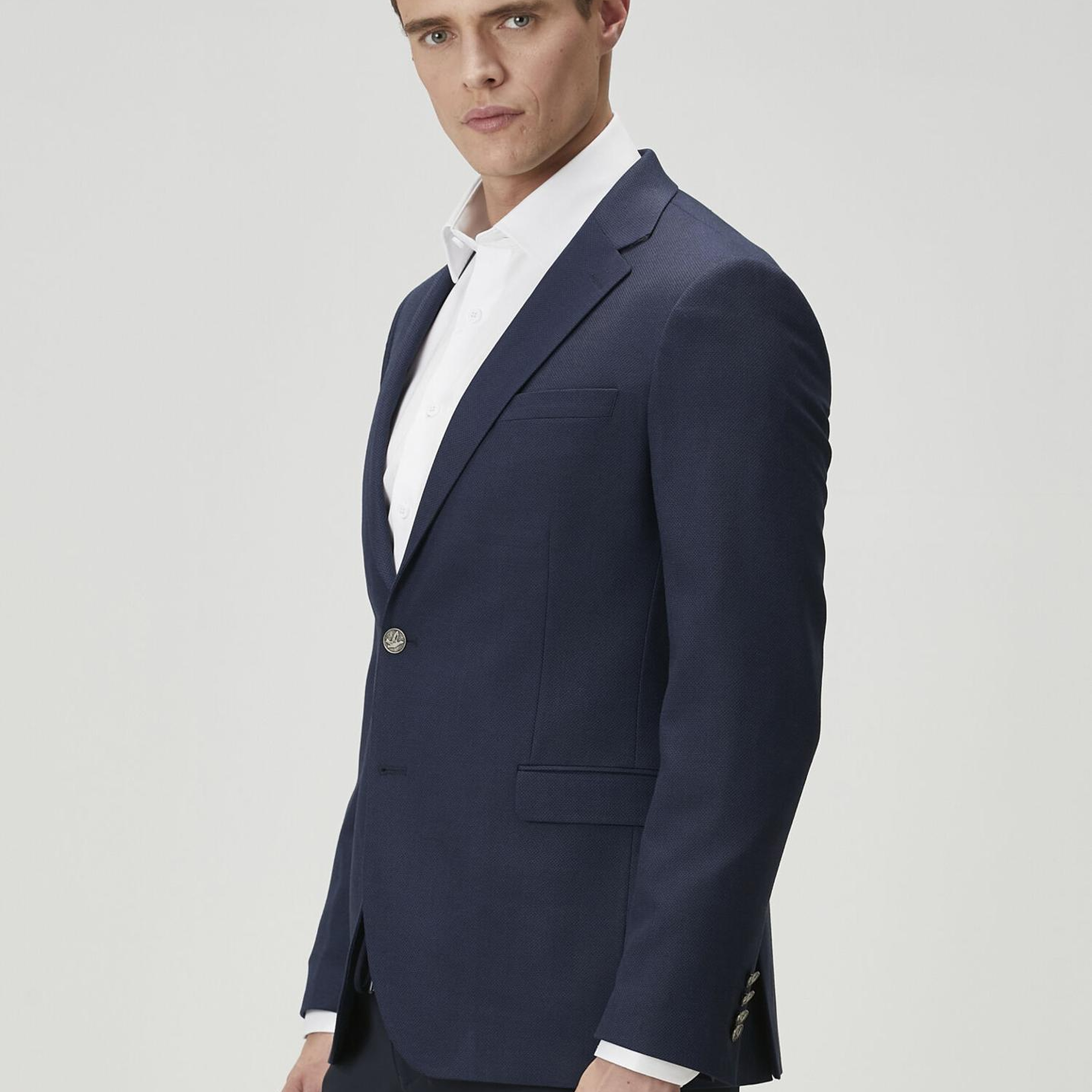 Beymen Club Erkek Lacivert Kuşgözü Dokulu Blazer