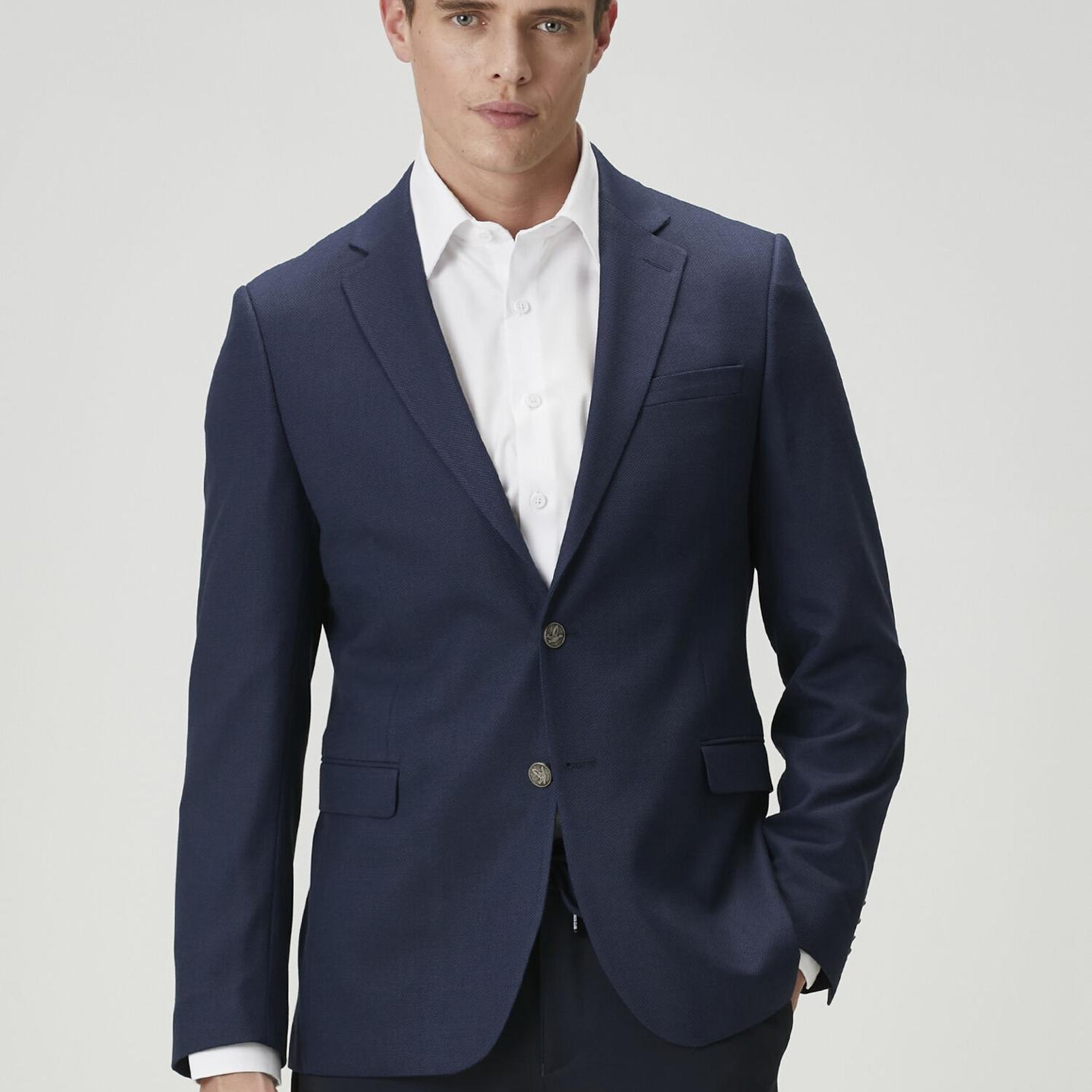 Beymen Club Erkek Lacivert Kuşgözü Dokulu Blazer