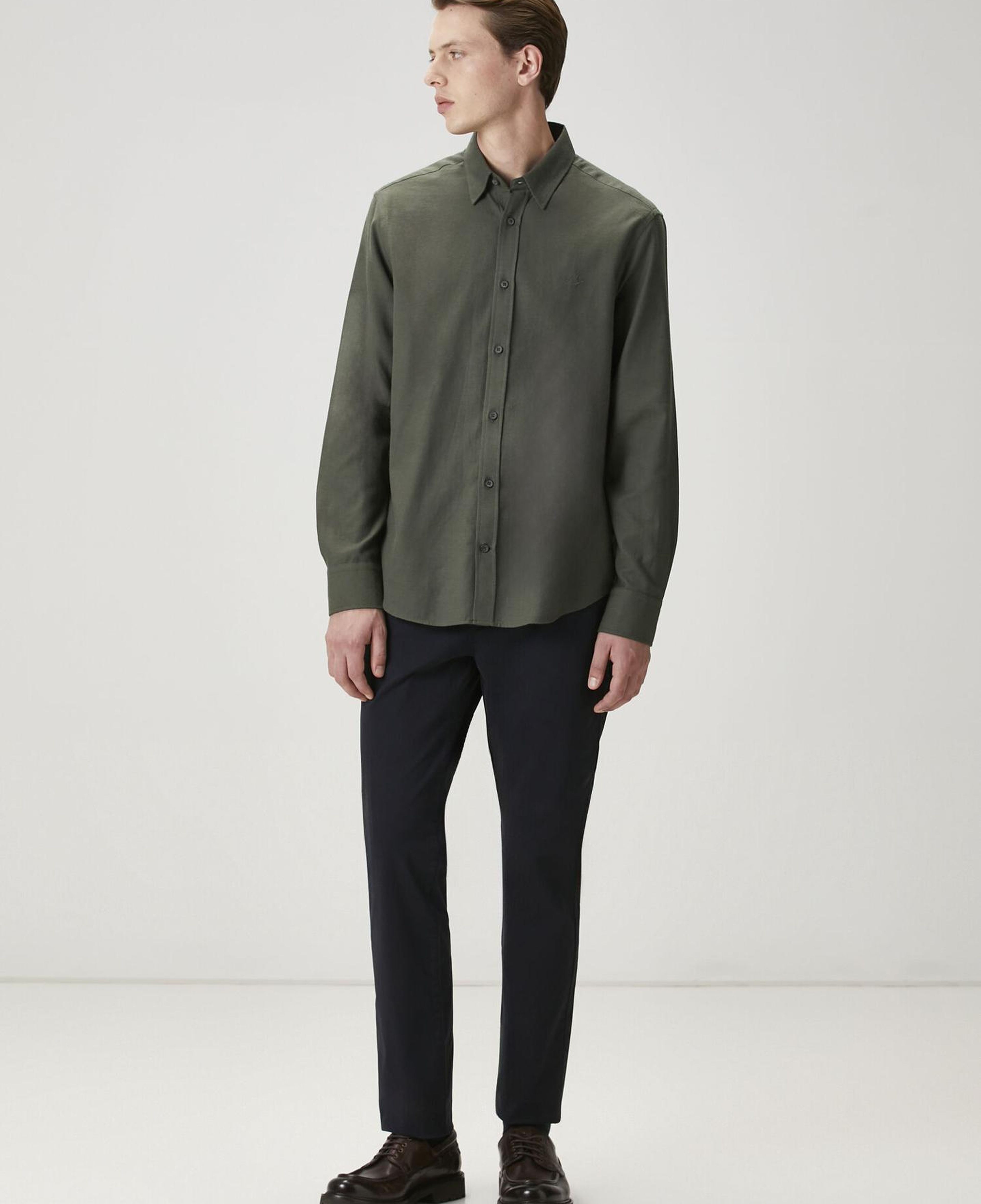 Beymen Club Erkek Comfort Fit Haki Flanel Dokulu Gömlek