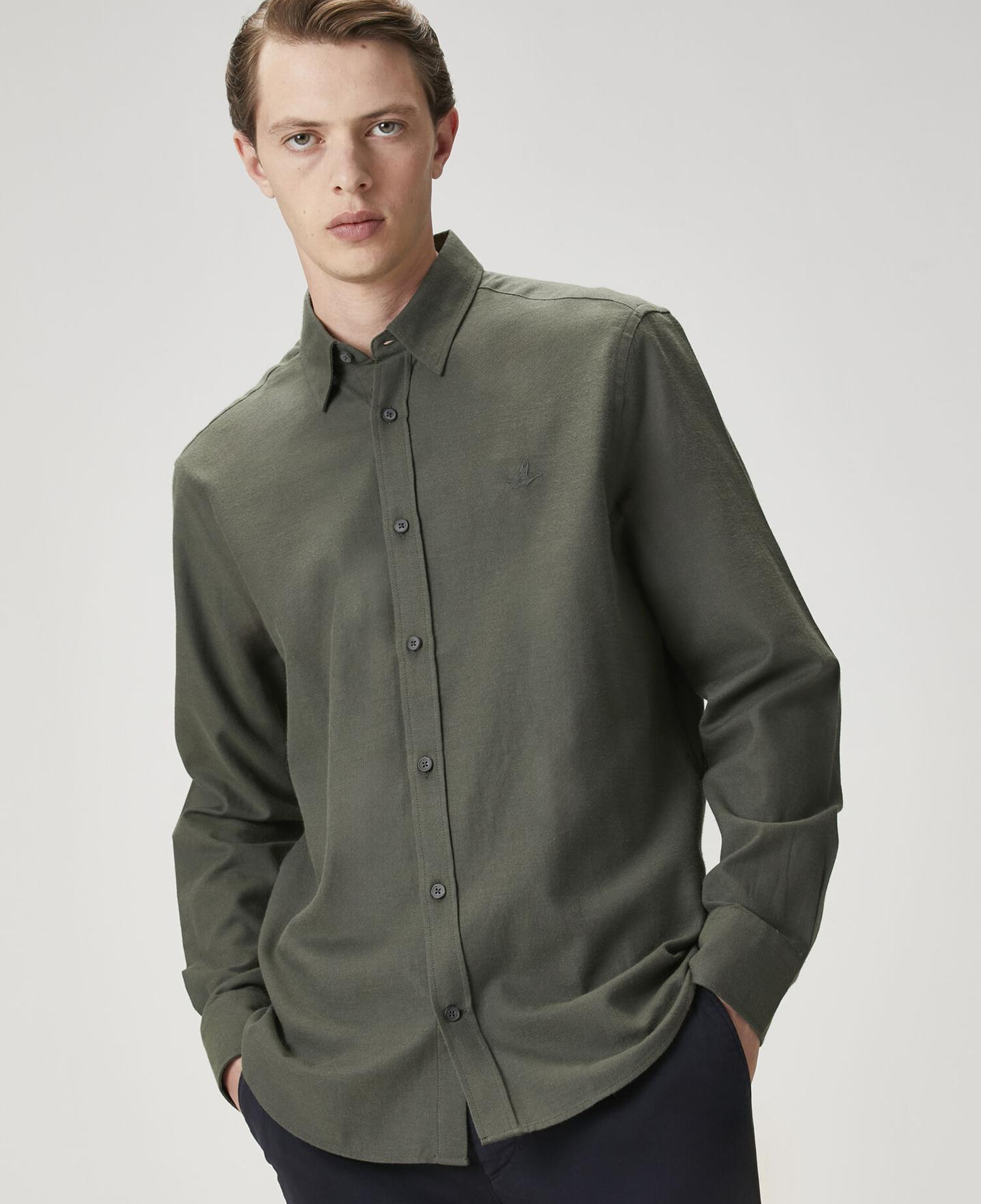 Beymen Club Erkek Comfort Fit Haki Flanel Dokulu Gömlek
