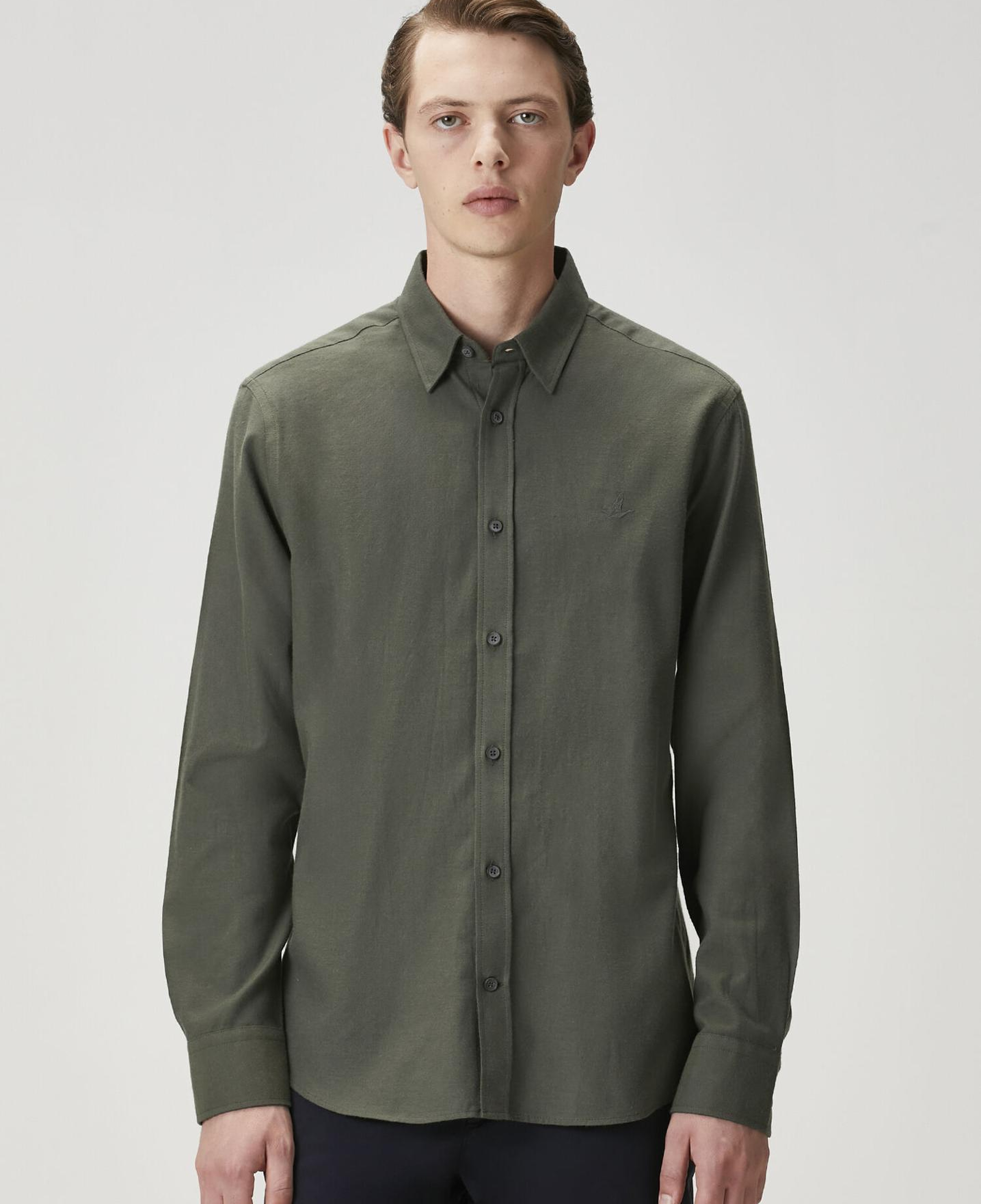 Beymen Club Erkek Comfort Fit Haki Flanel Dokulu Gömlek