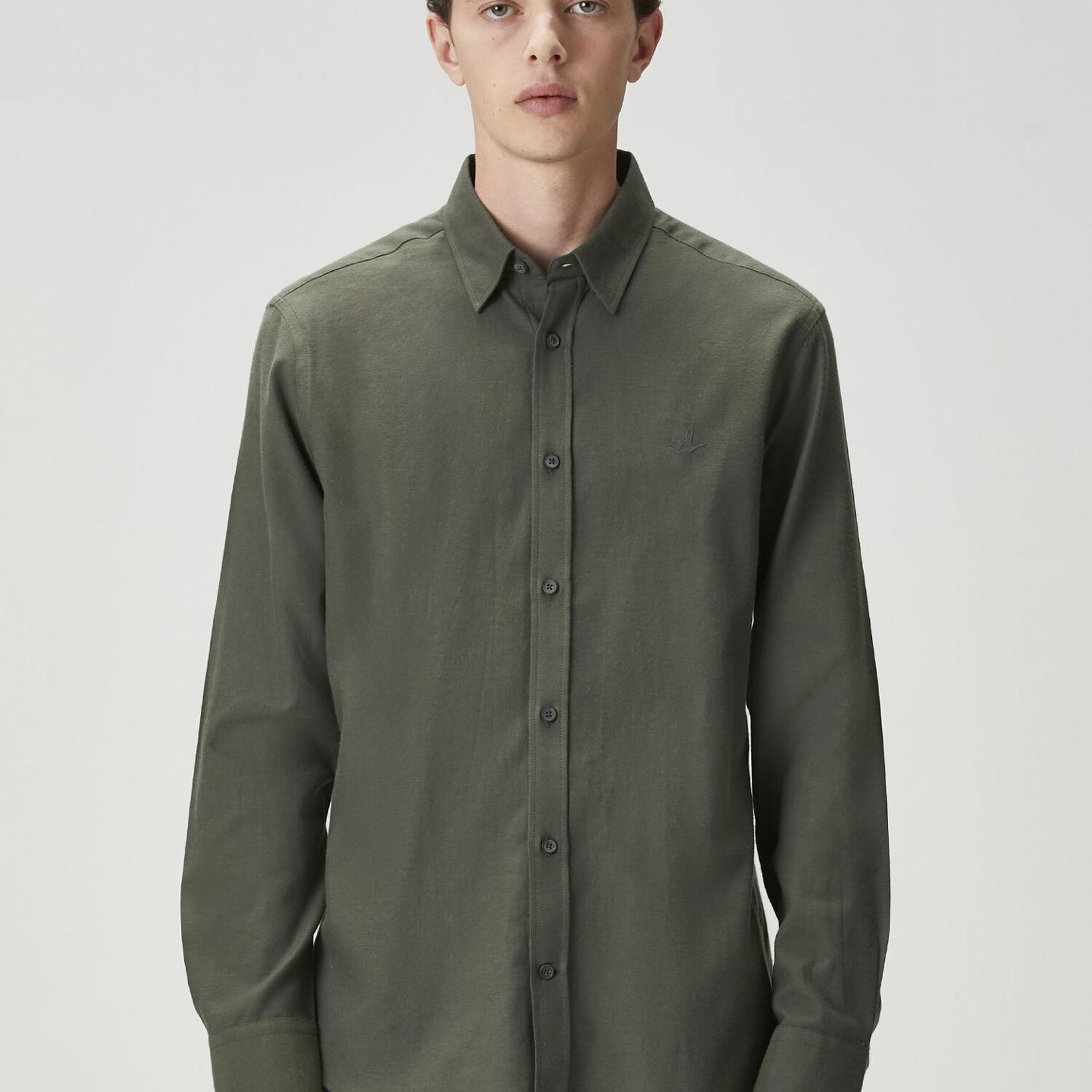 Beymen Club Erkek Comfort Fit Haki Flanel Dokulu Gömlek