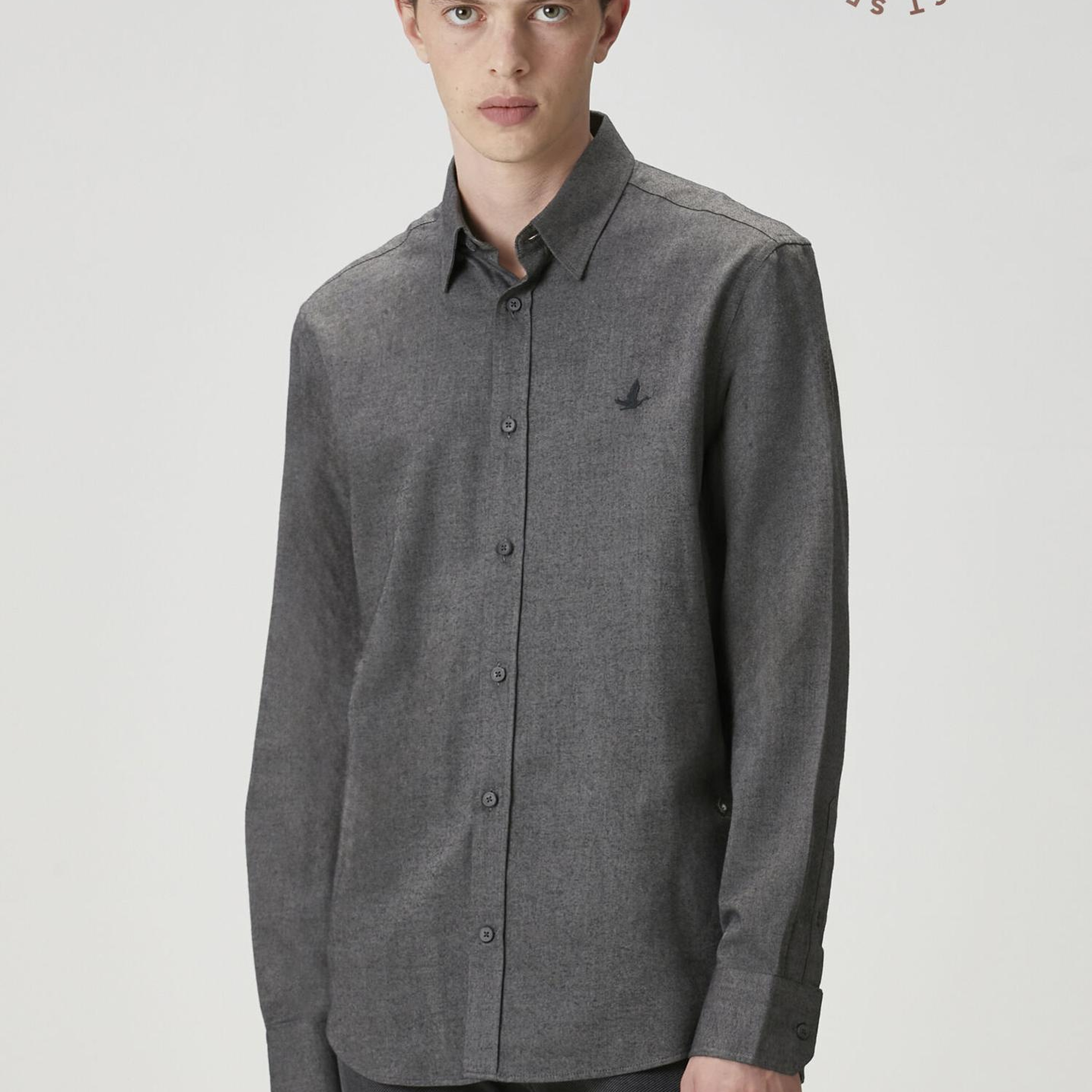 Beymen Club Erkek Comfort Fit Antrasit Flanel Dokulu Gömlek