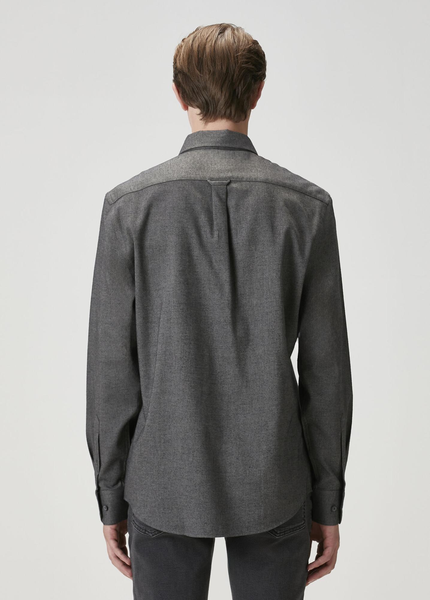 Beymen Club Erkek Comfort Fit Antrasit Flanel Dokulu Gömlek