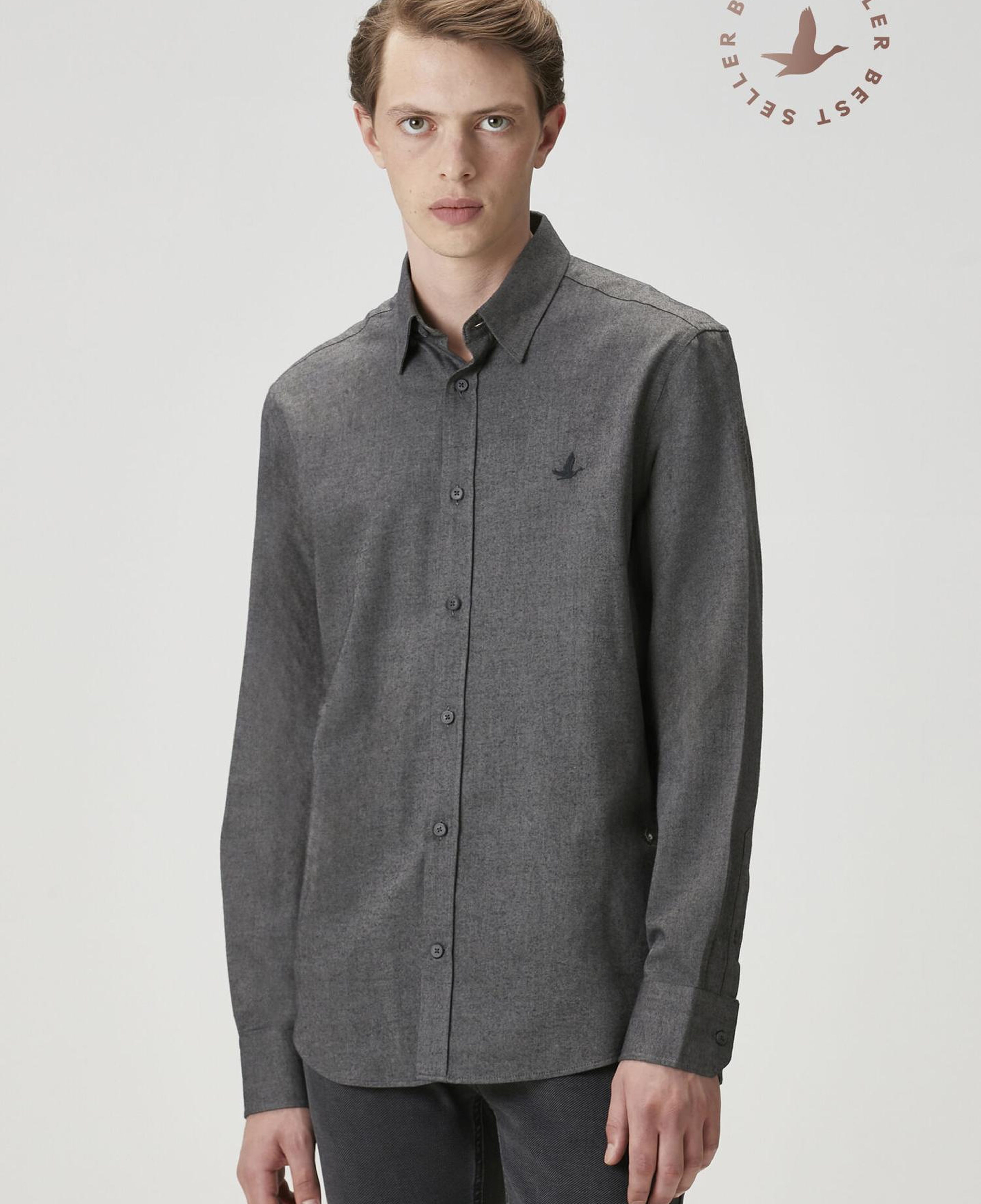 Beymen Club Erkek Comfort Fit Antrasit Flanel Dokulu Gömlek
