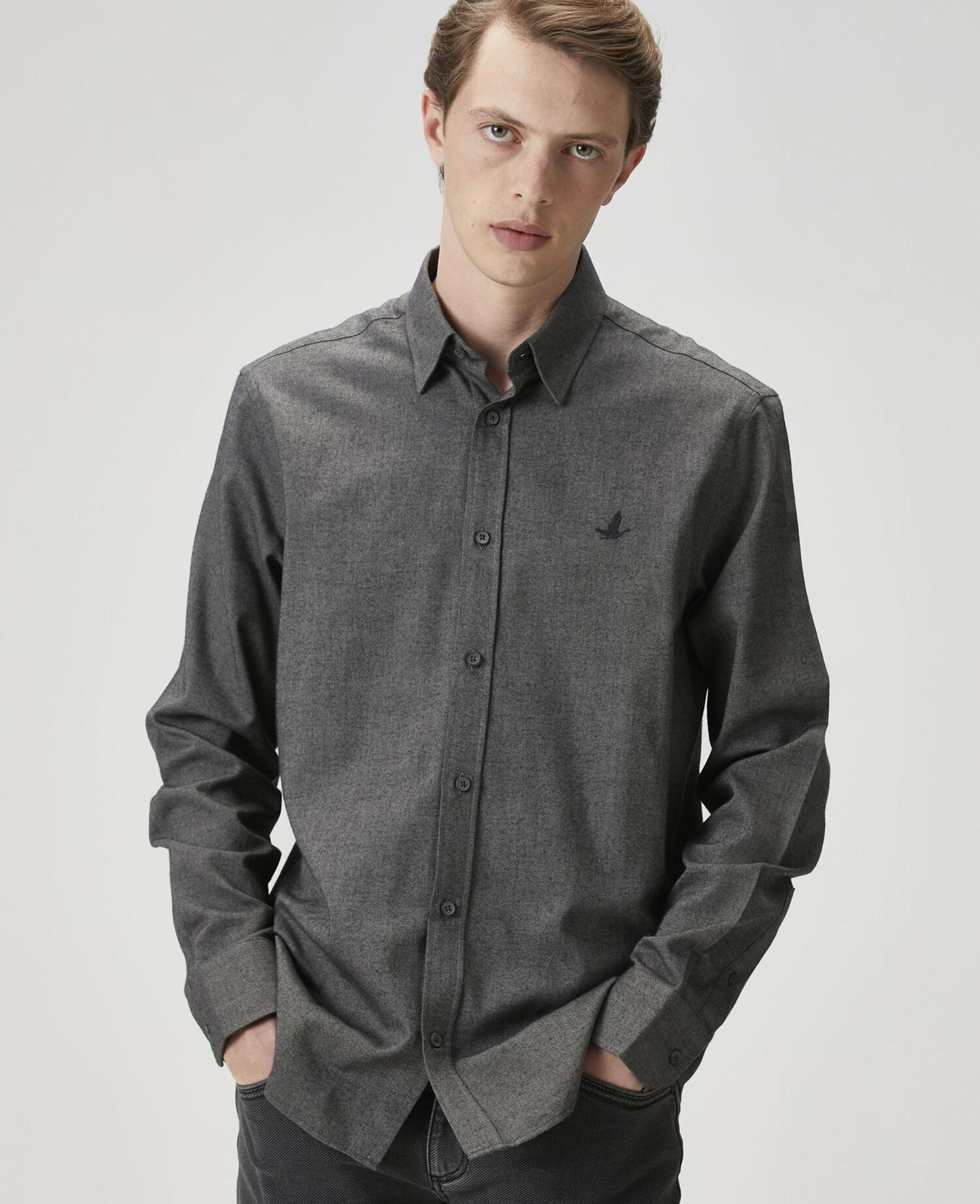 Beymen Club Erkek Comfort Fit Antrasit Flanel Dokulu Gömlek