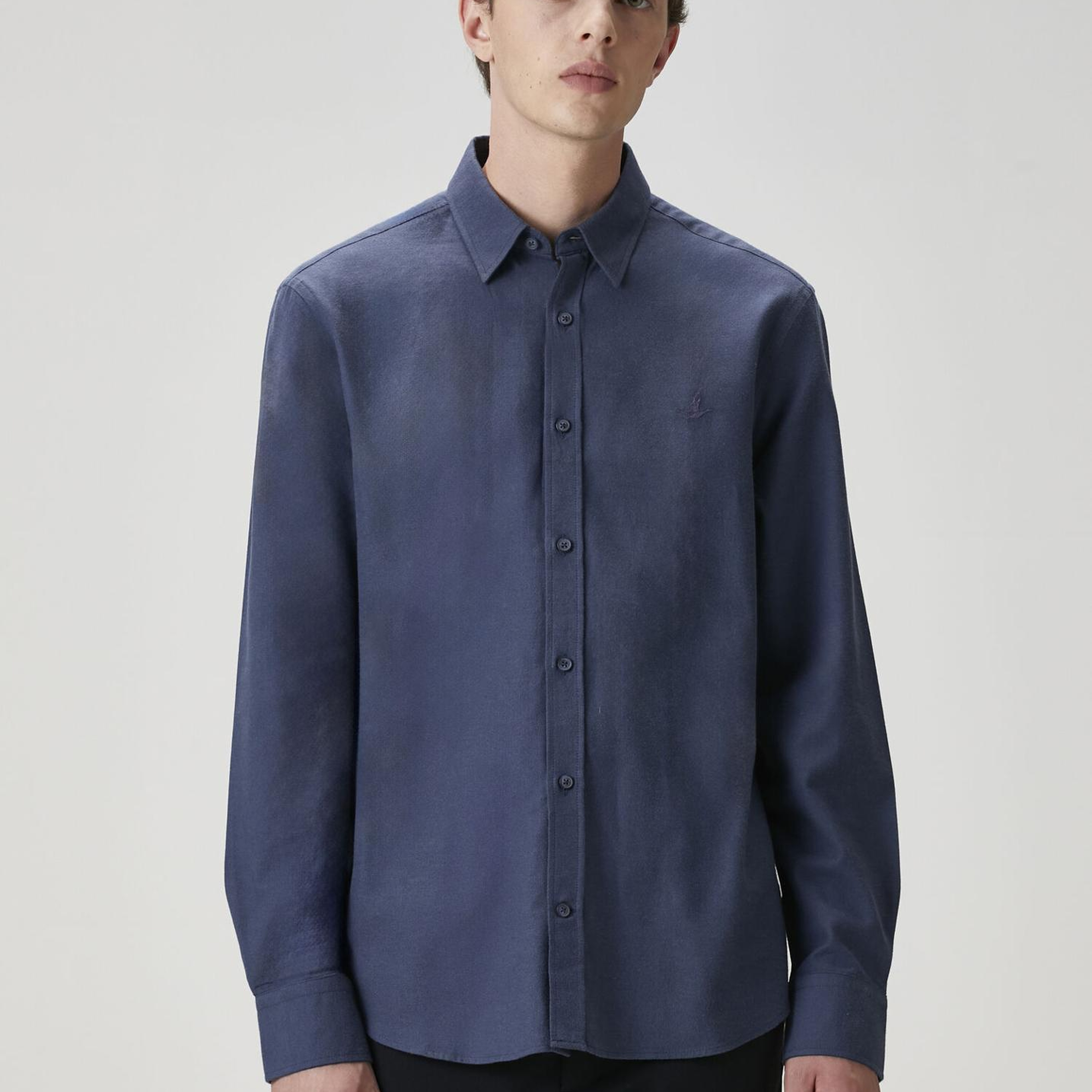 Beymen Club Erkek Comfort Fit Koyu Mavi Flanel Dokulu Gömlek