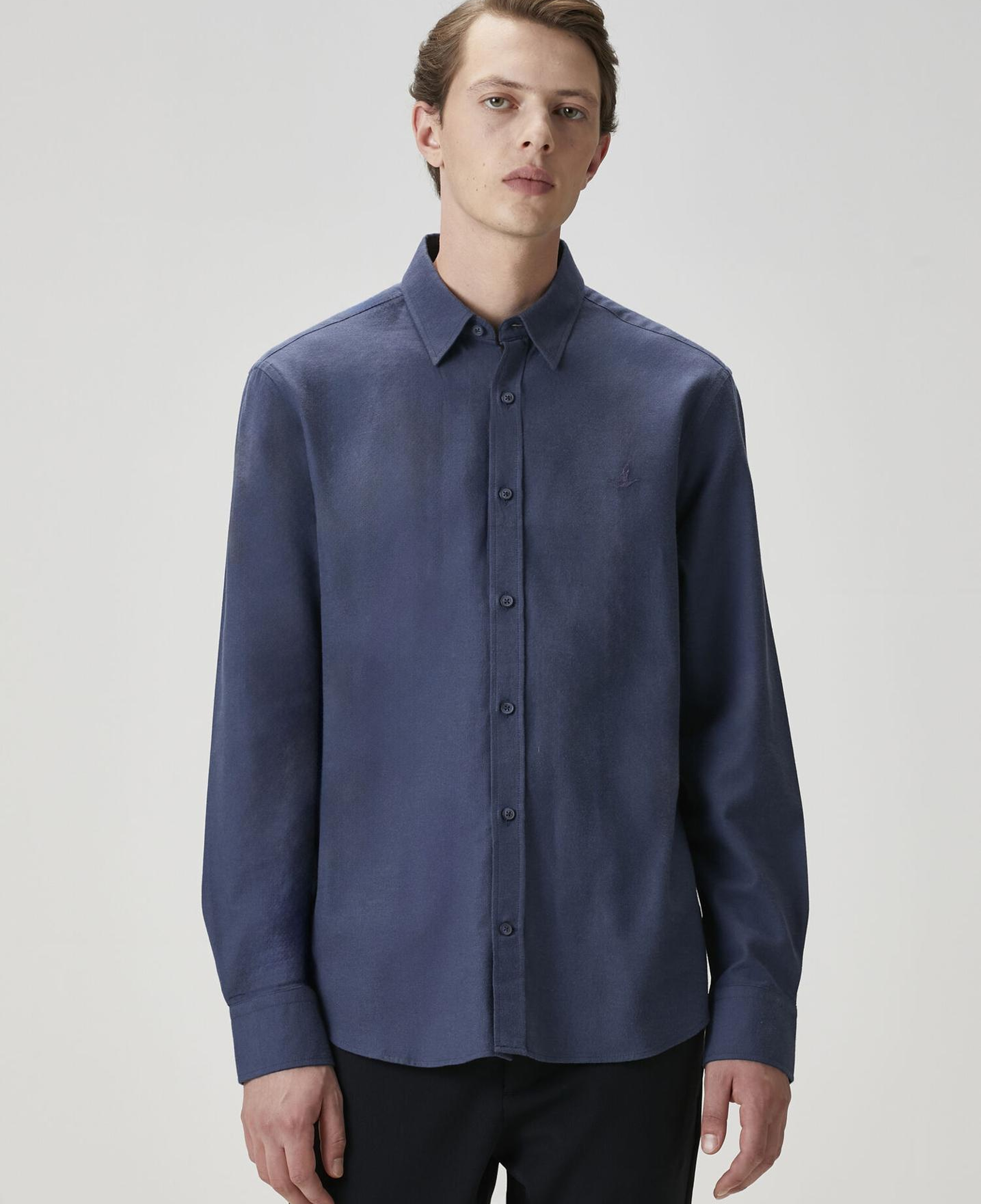 Beymen Club Erkek Comfort Fit Koyu Mavi Flanel Dokulu Gömlek