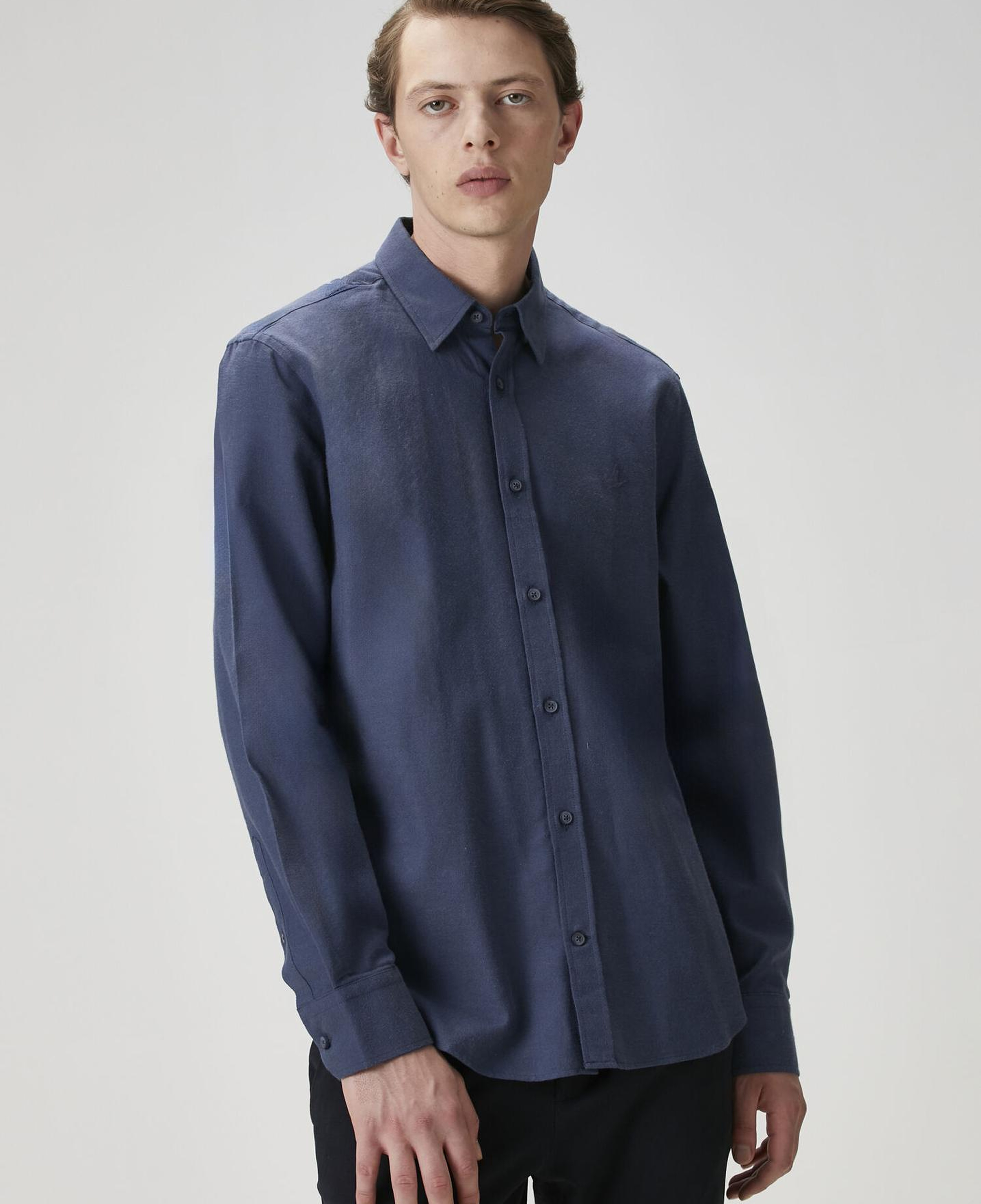 Beymen Club Erkek Comfort Fit Koyu Mavi Flanel Dokulu Gömlek