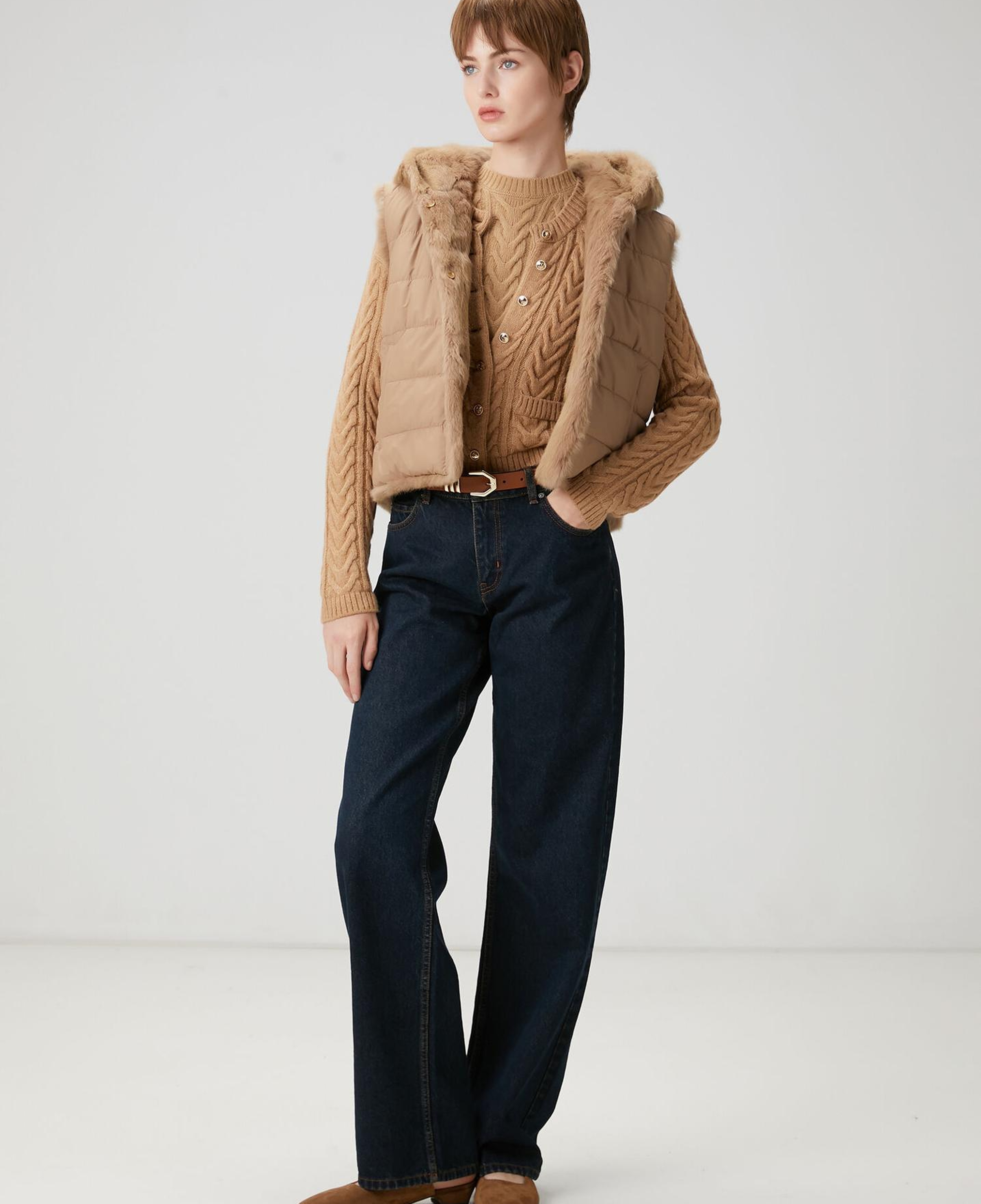 Beymen Club Kadın Camel Balıksırtı Desenli Hırka