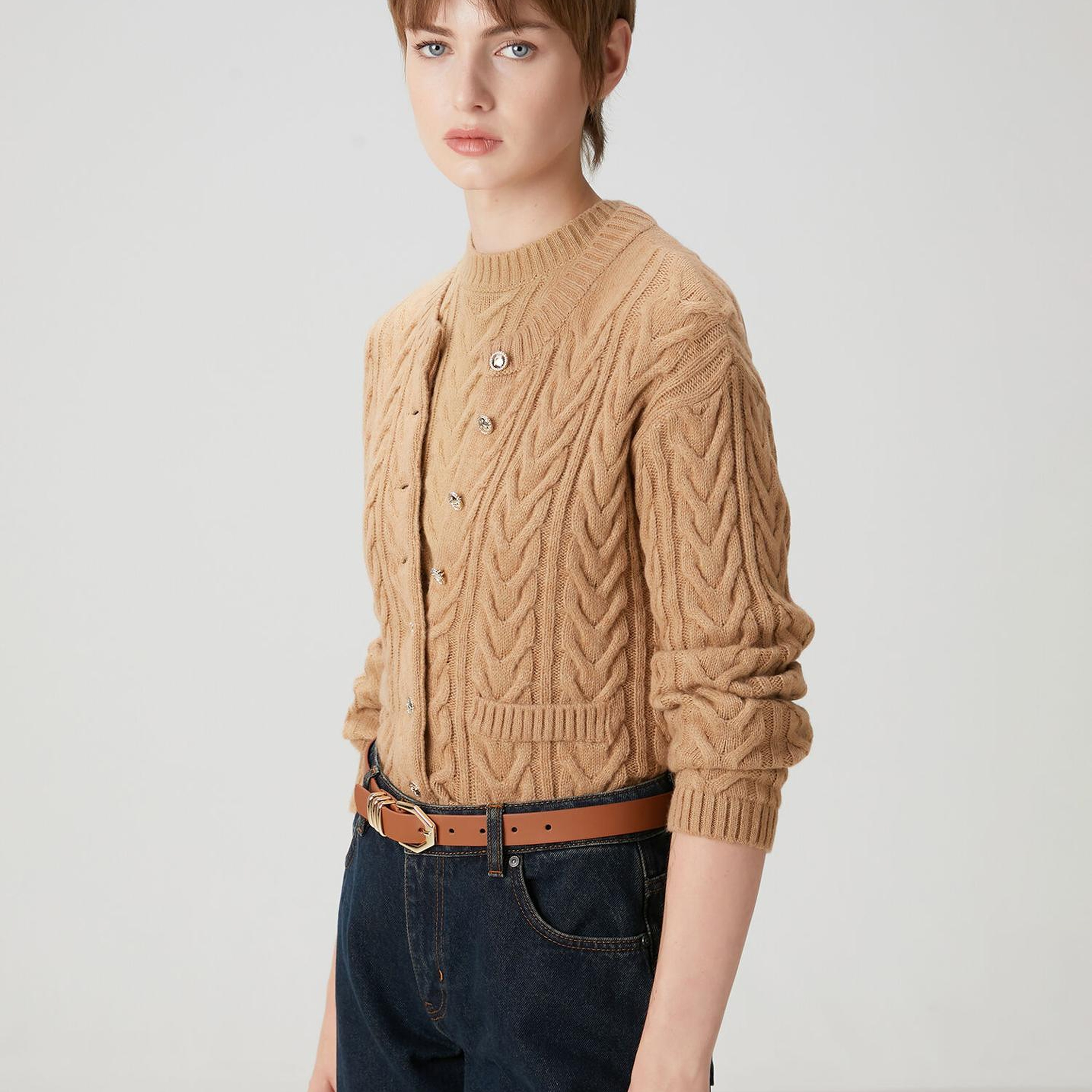 Beymen Club Kadın Camel Balıksırtı Desenli Hırka