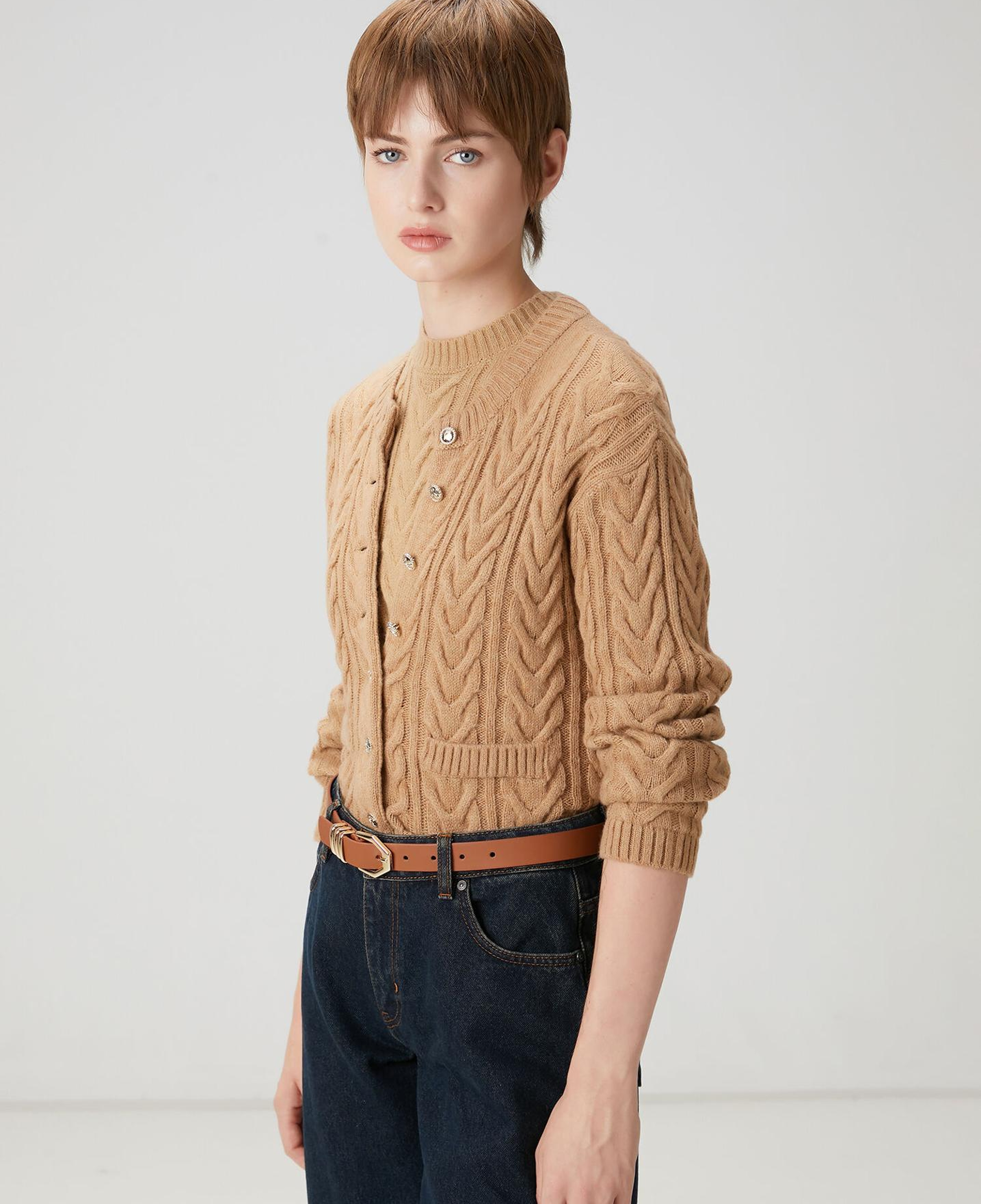 Beymen Club Kadın Camel Balıksırtı Desenli Hırka