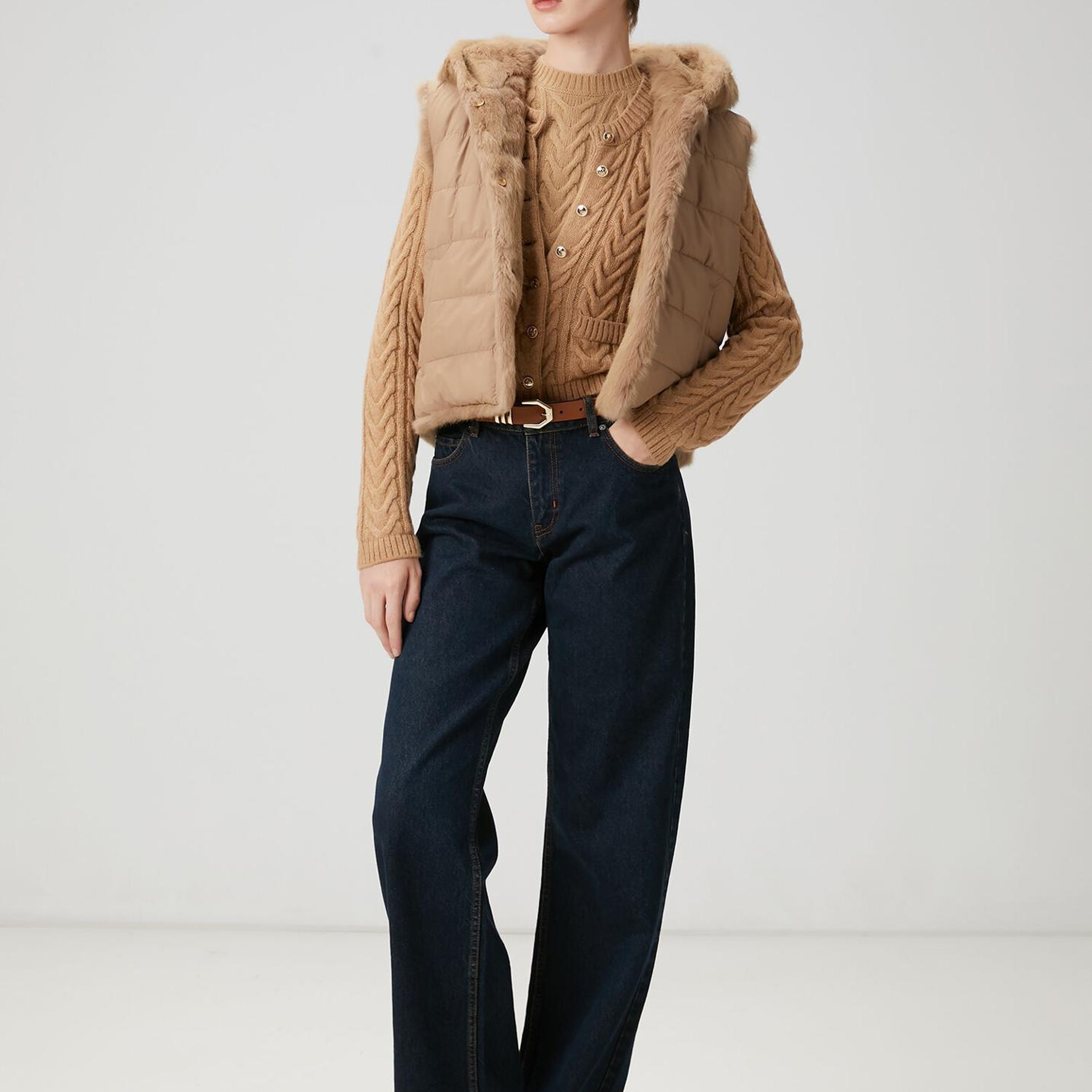 Beymen Club Kadın Camel Balıksırtı Desenli Hırka