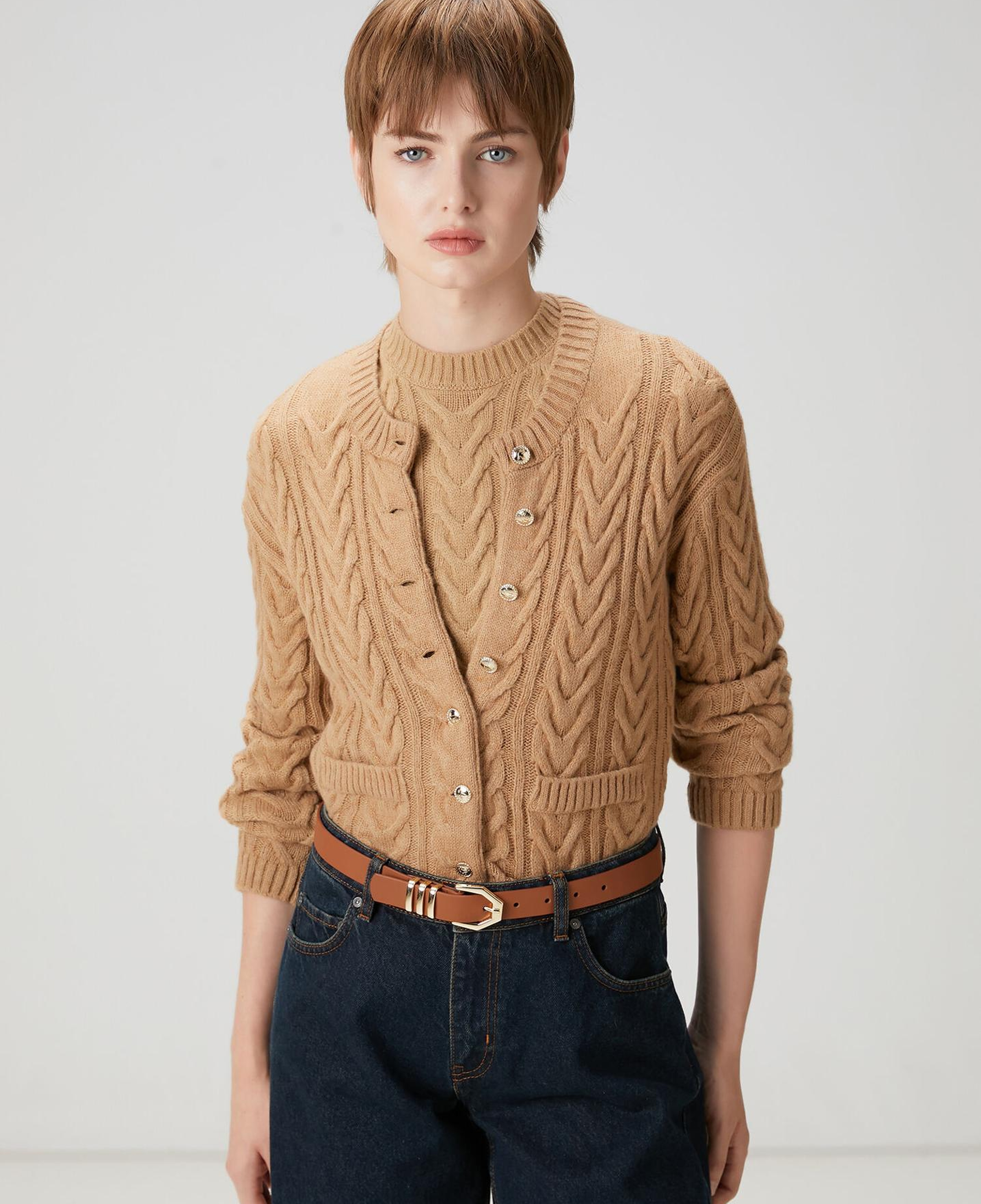 Beymen Club Kadın Camel Balıksırtı Desenli Hırka