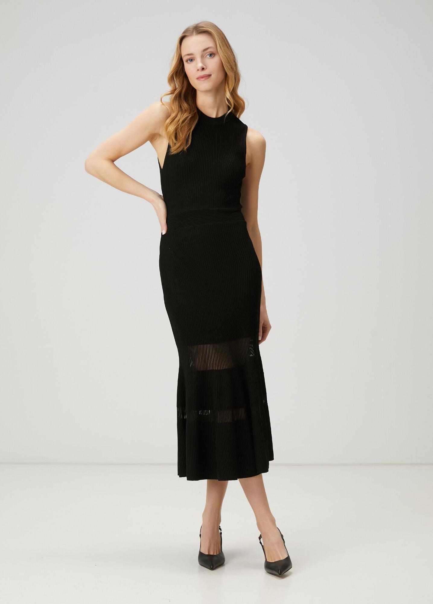 Beymen Club Kadın Siyah Midi Triko Elbise