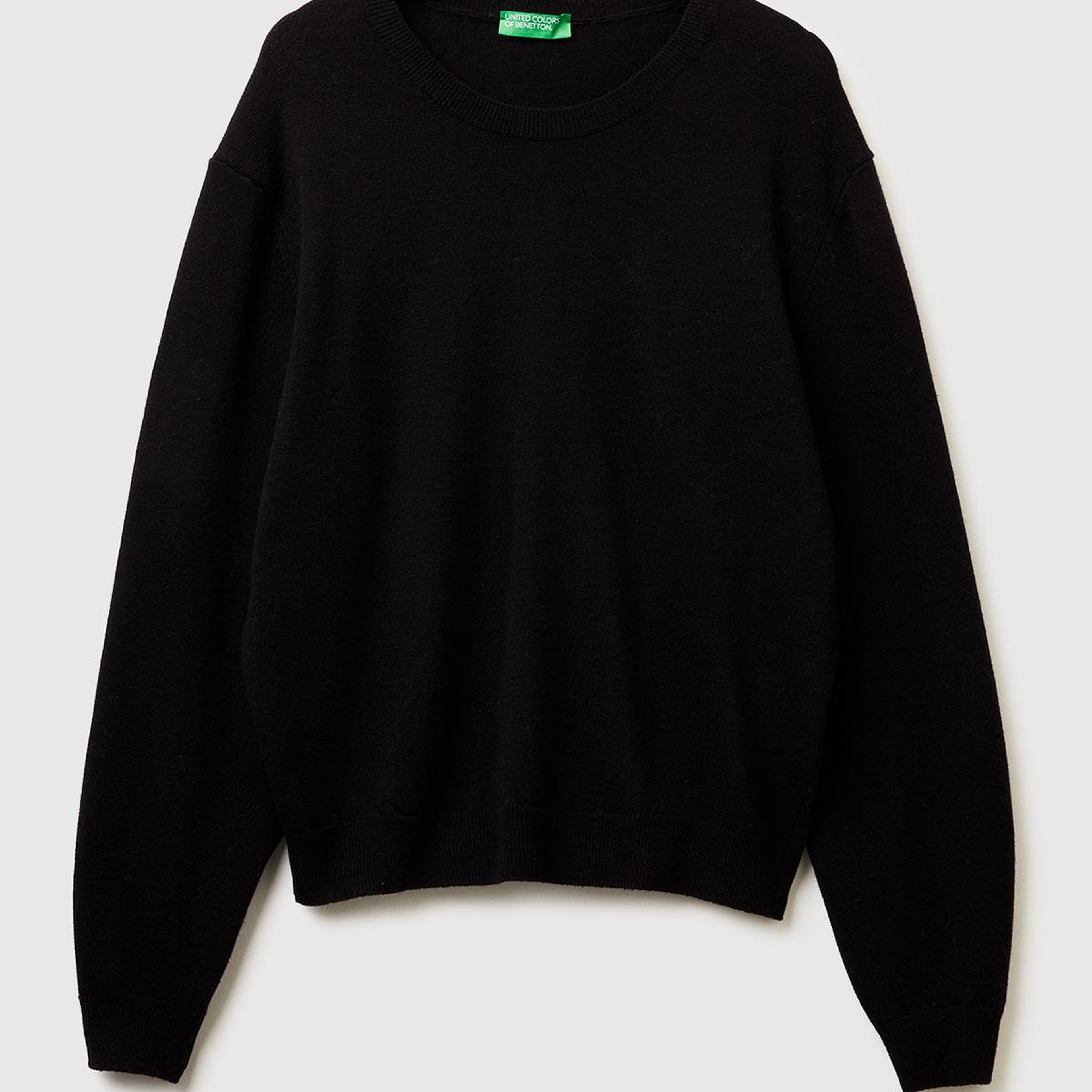 Kadın Siyah %100 Merino Ribana Detaylı Bisiklet Yaka Kazak