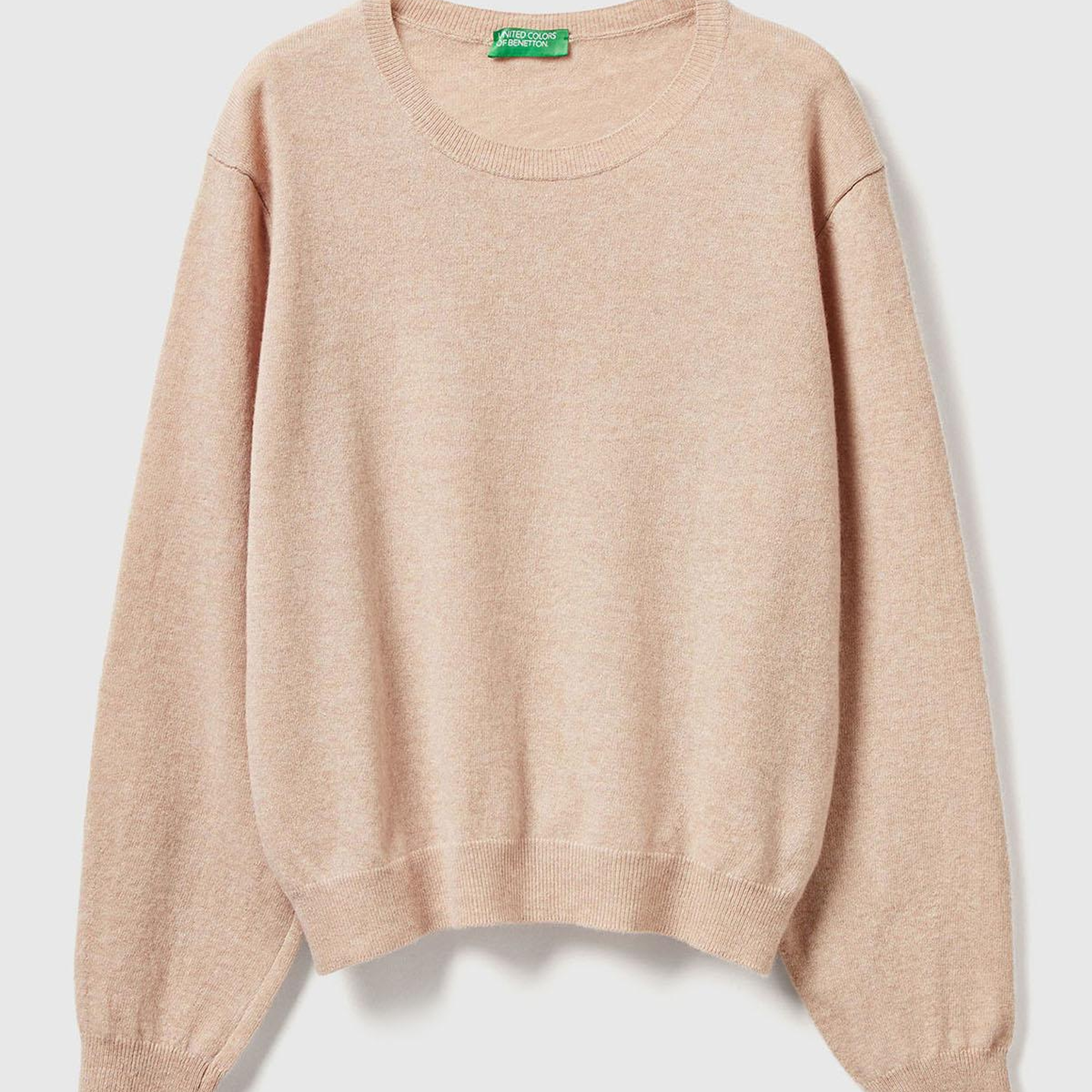 Kadın Ekru %100 Merino Ribana Detaylı Bisiklet Yaka Kazak