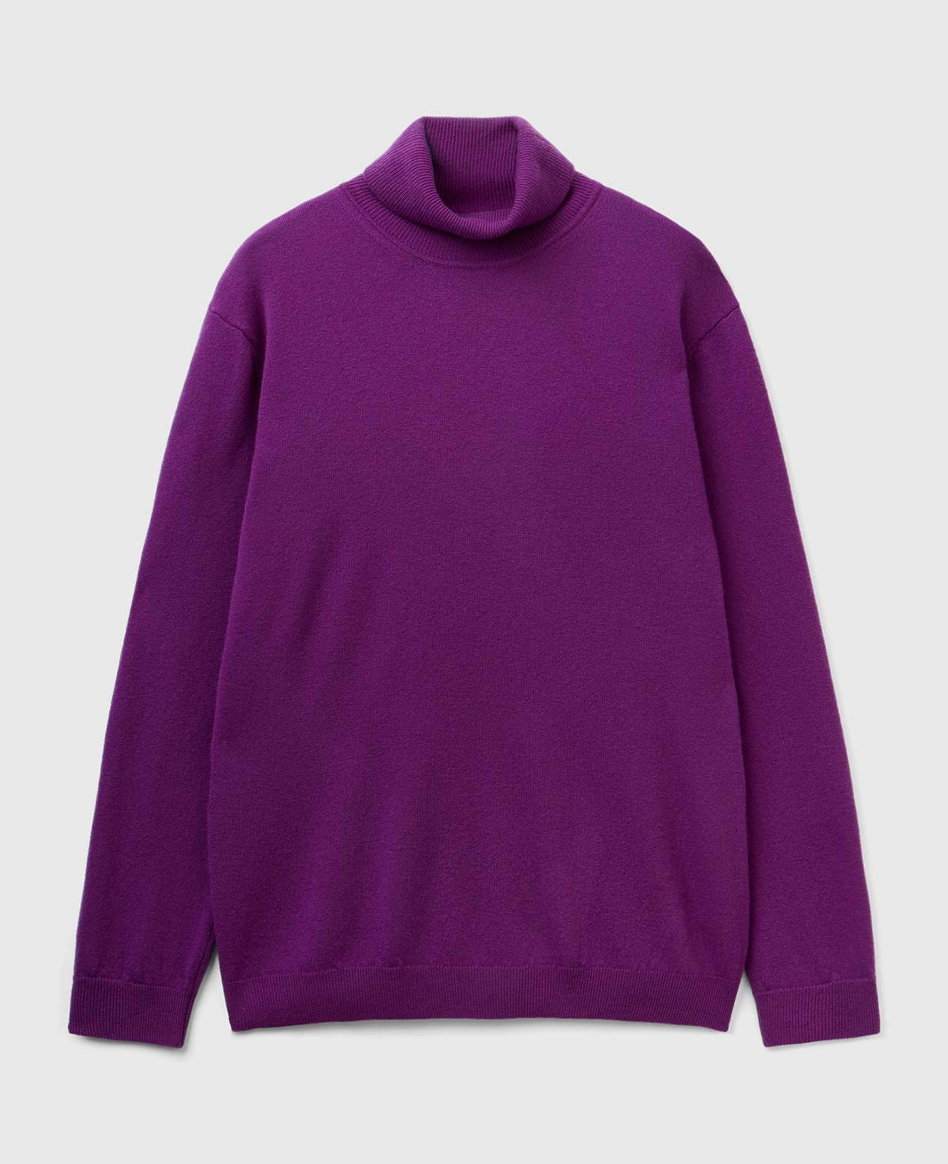 Erkek Mor Boğazlı Merino Kazak