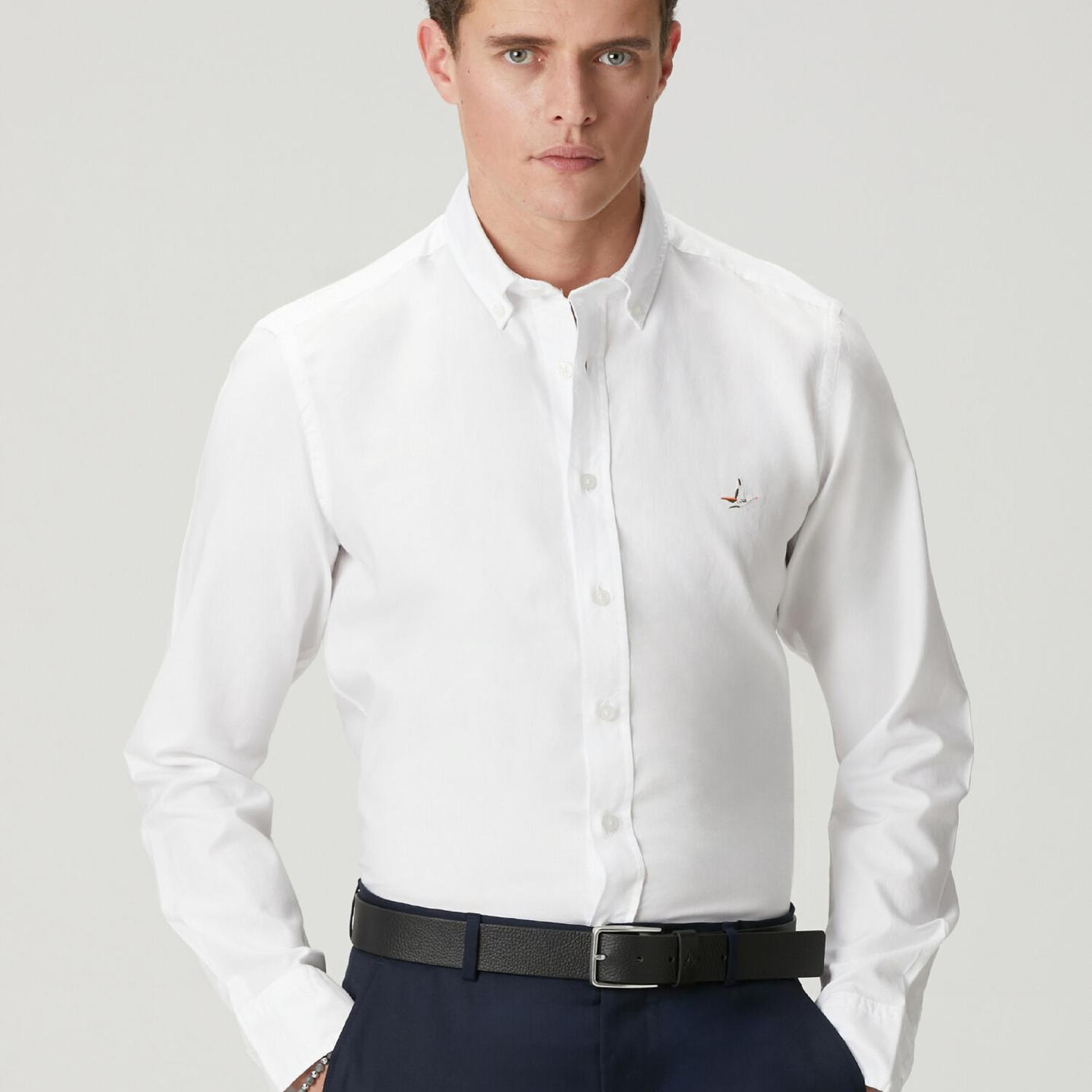 Beymen Club Erkek Slim Fit Beyaz Oxford Gömlek