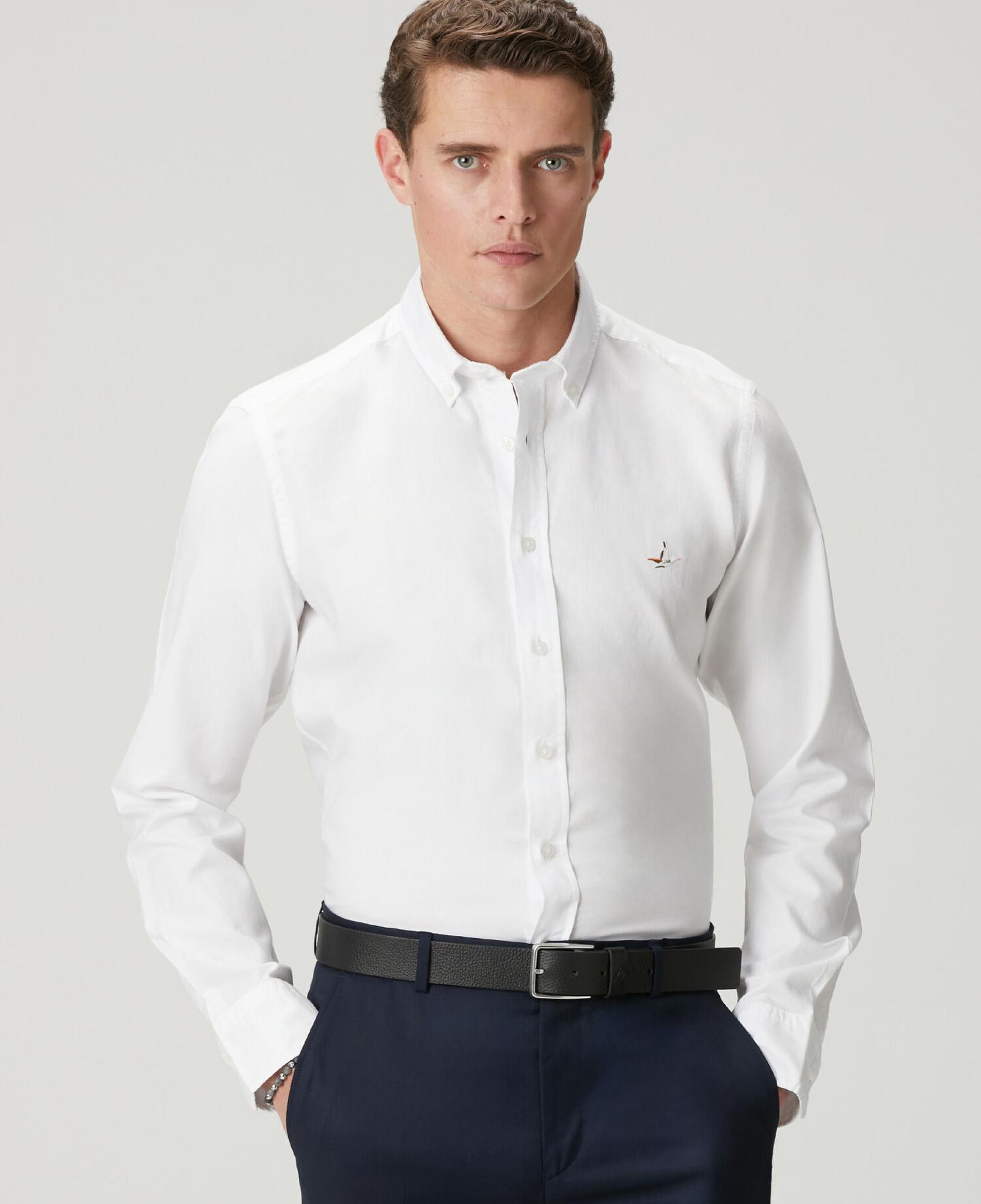 Beymen Club Erkek Slim Fit Beyaz Oxford Gömlek