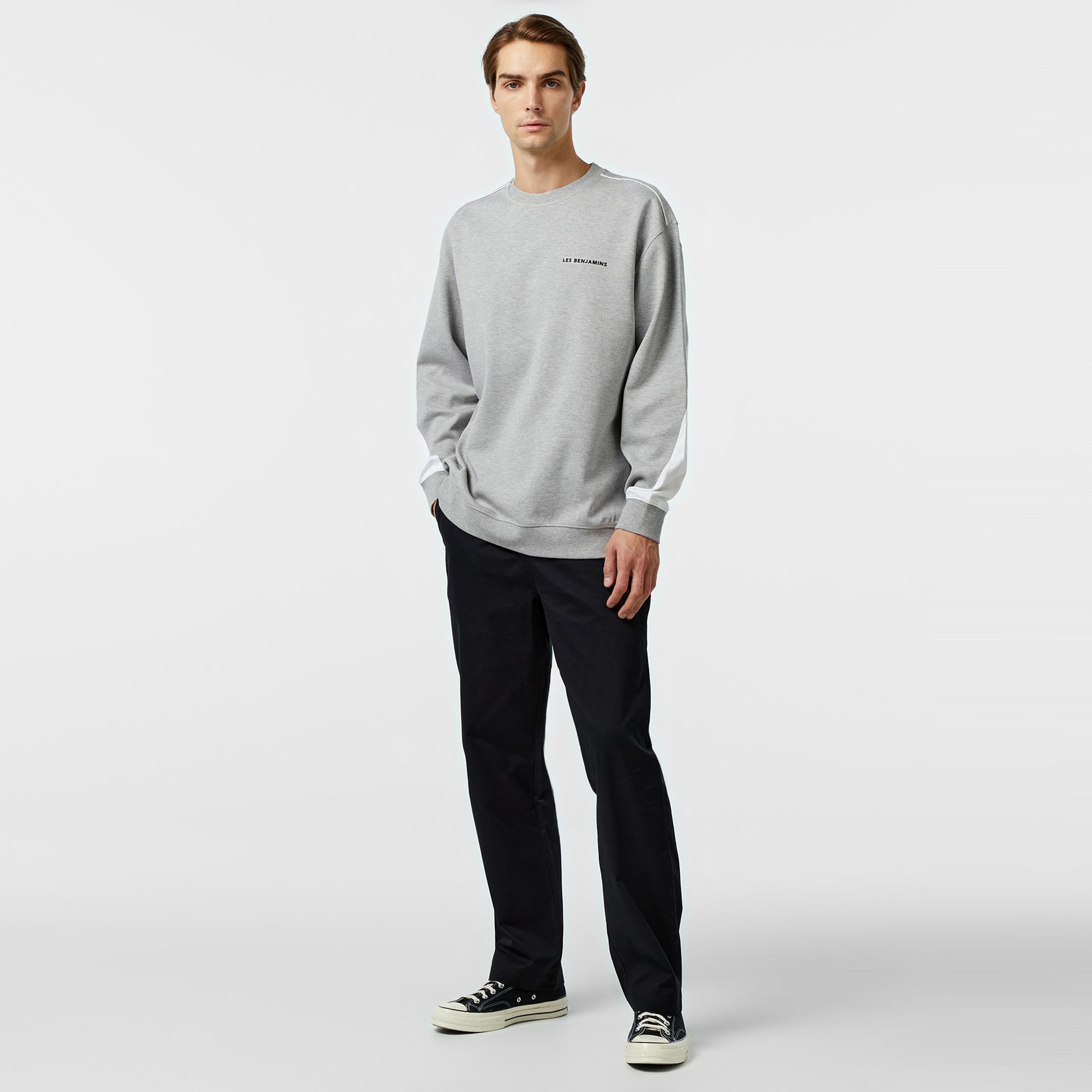 Les Benjamins 402 Erkek Gri Sweatshirt