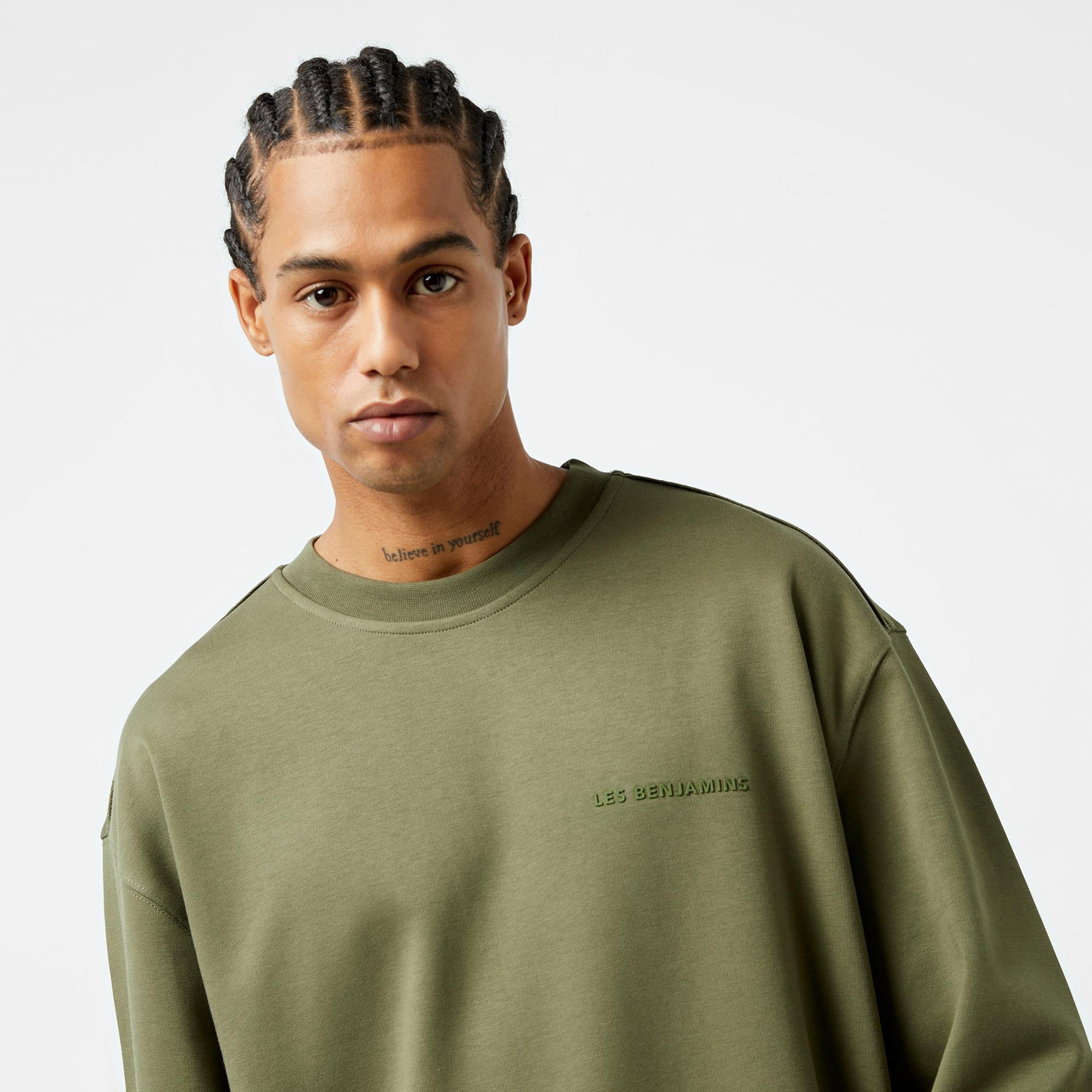 Les Benjamins 405 Erkek Haki Sweatshirt