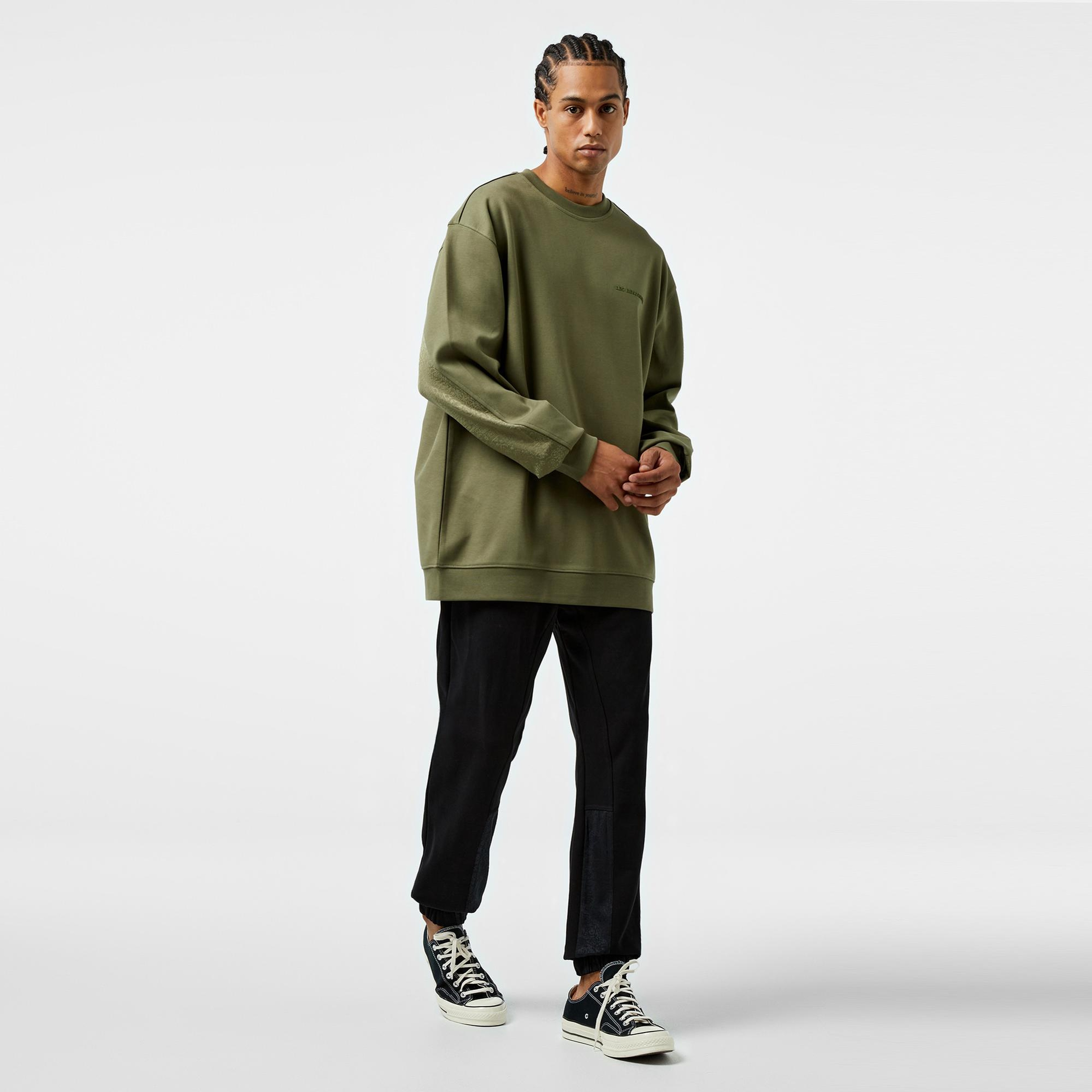 Les Benjamins 405 Erkek Haki Sweatshirt