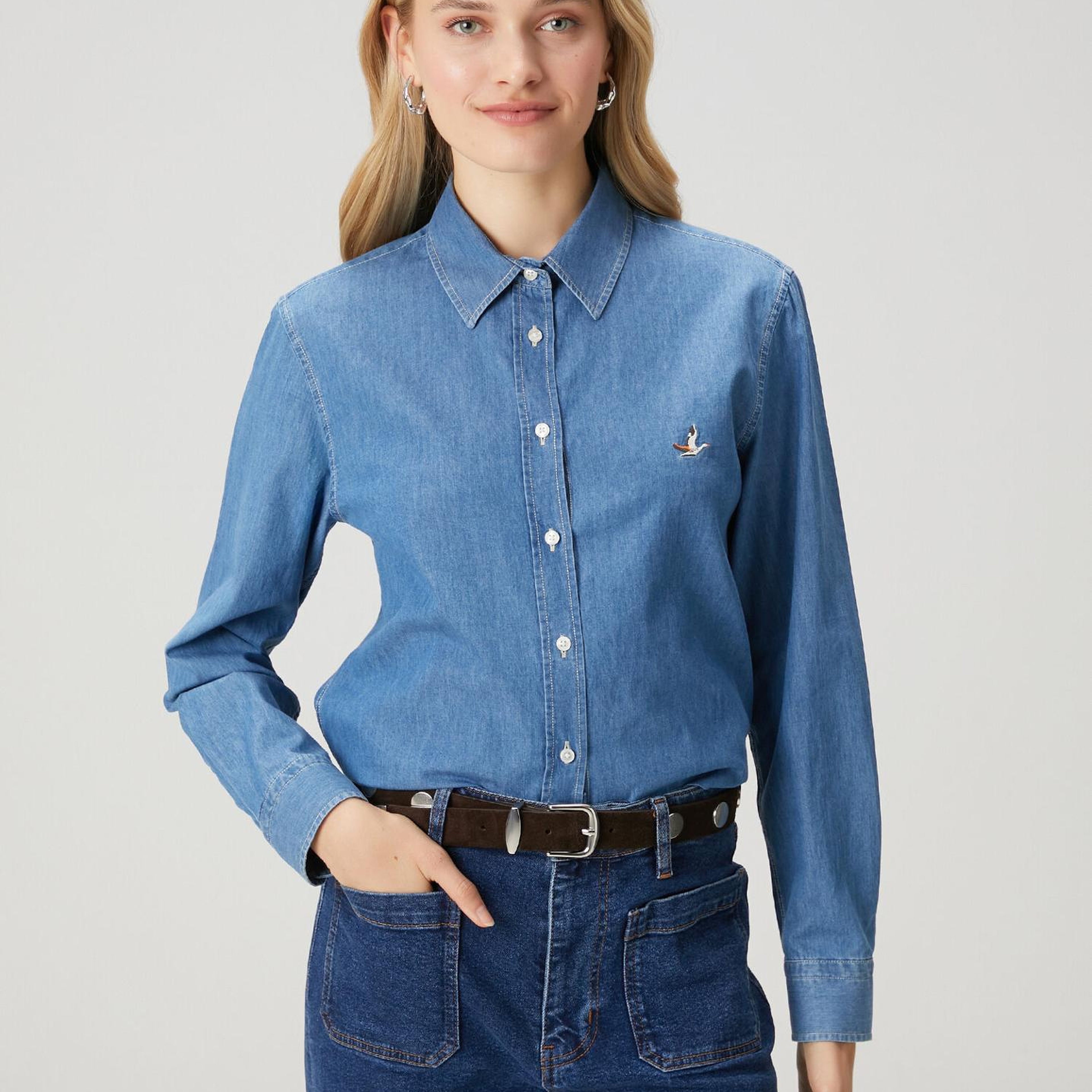 Beymen Club Kadın Mavi Basic Denim Gömlek