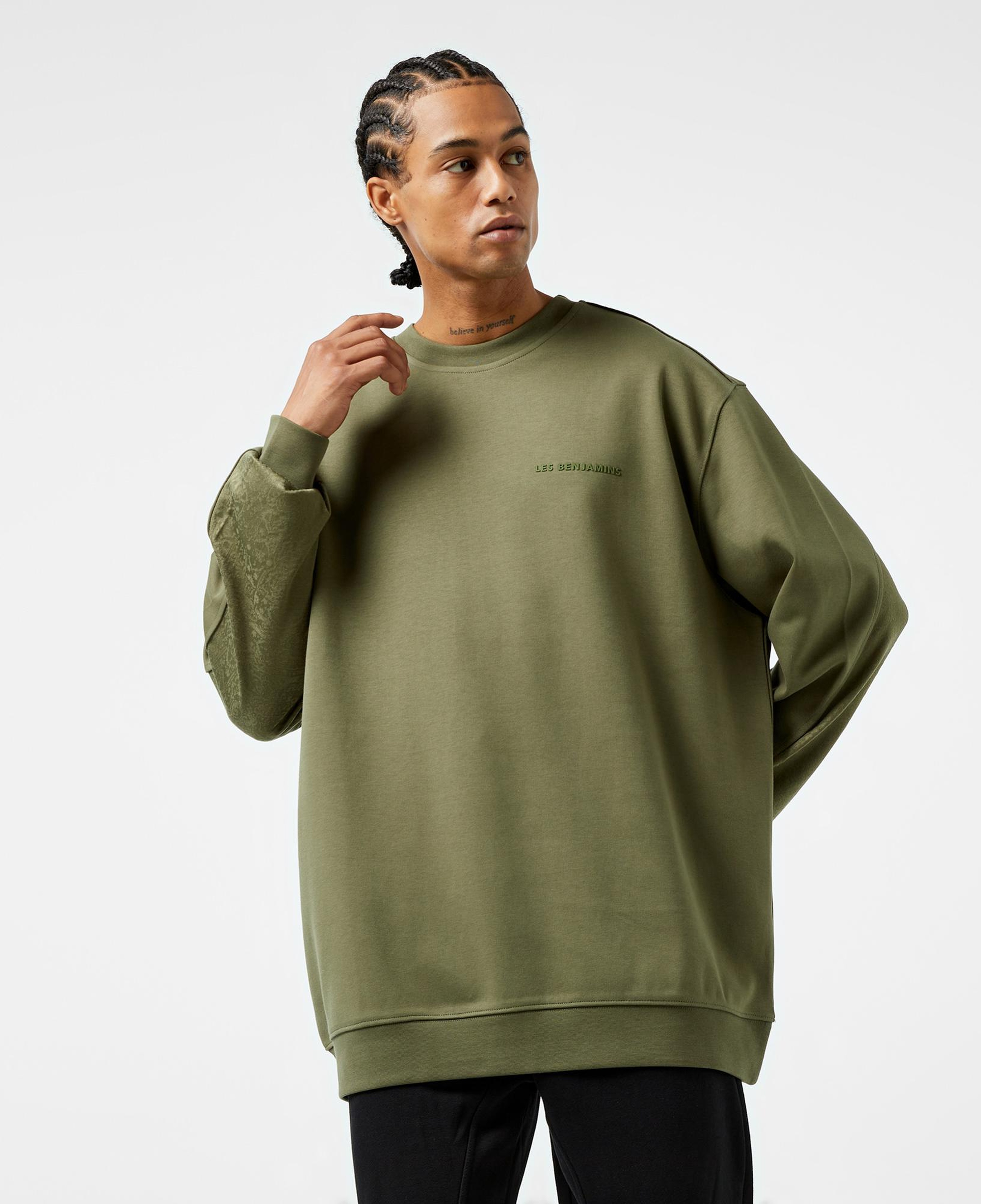 Les Benjamins 405 Erkek Haki Sweatshirt