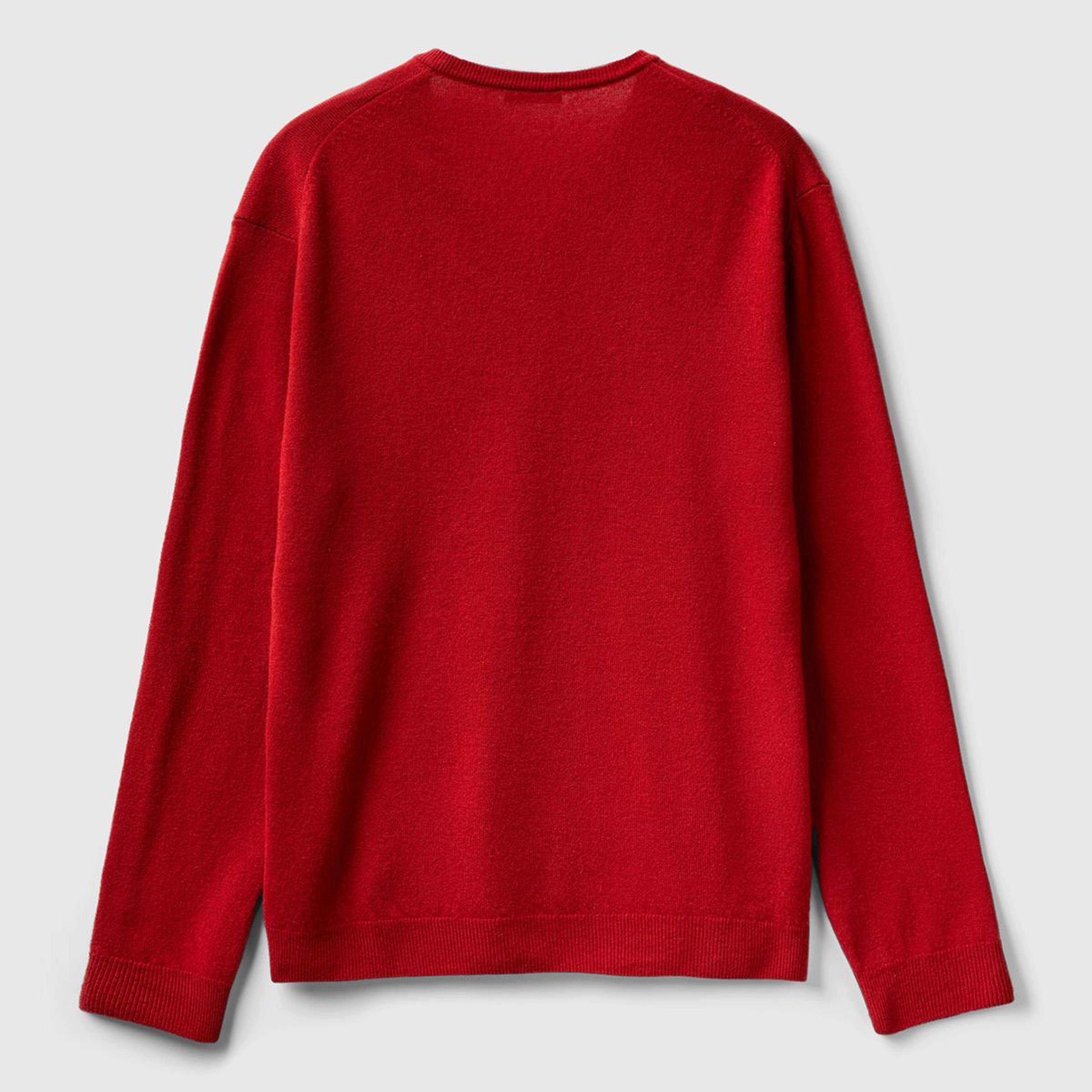 Erkek Bordo V Yaka Merino Kazak