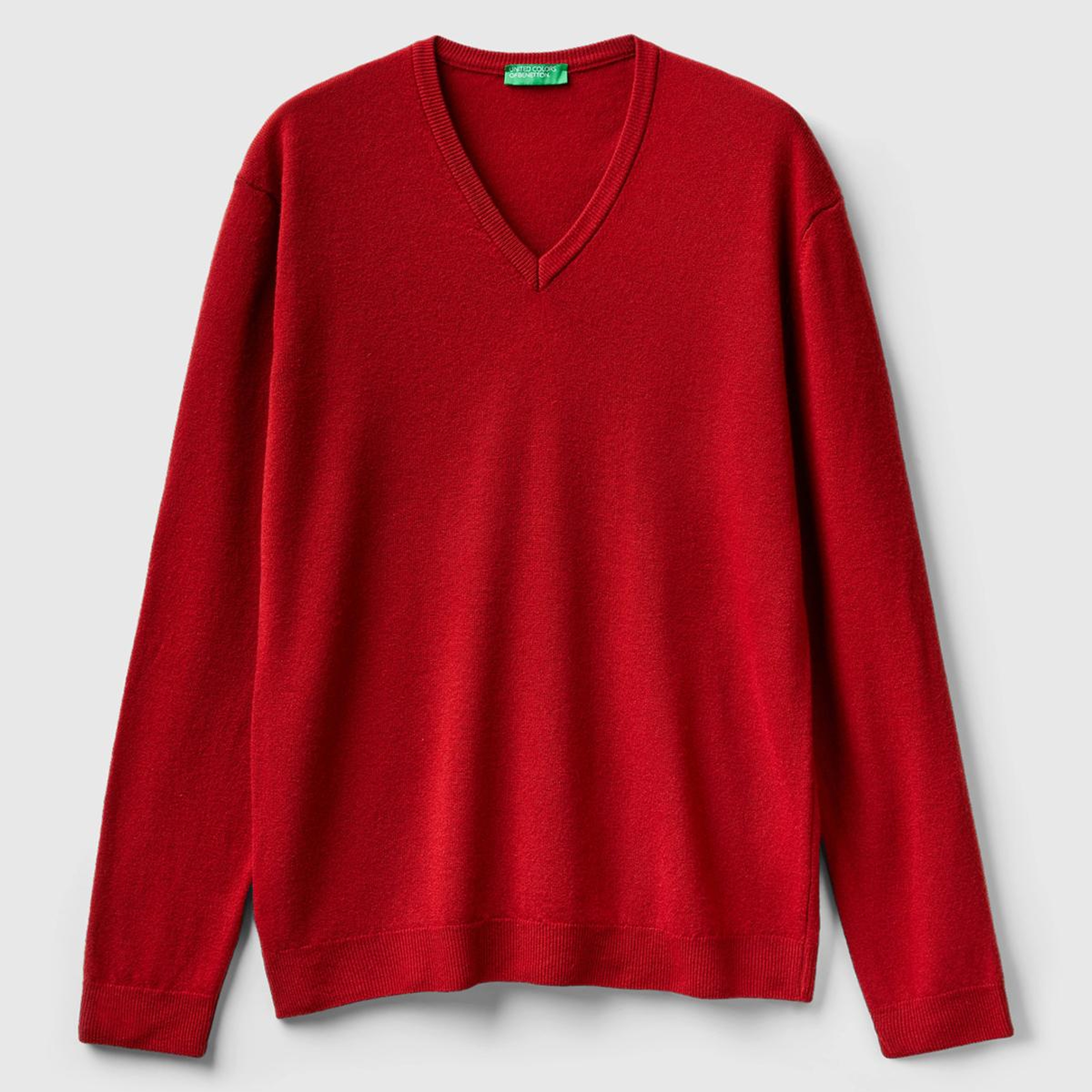 Erkek Bordo V Yaka Merino Kazak