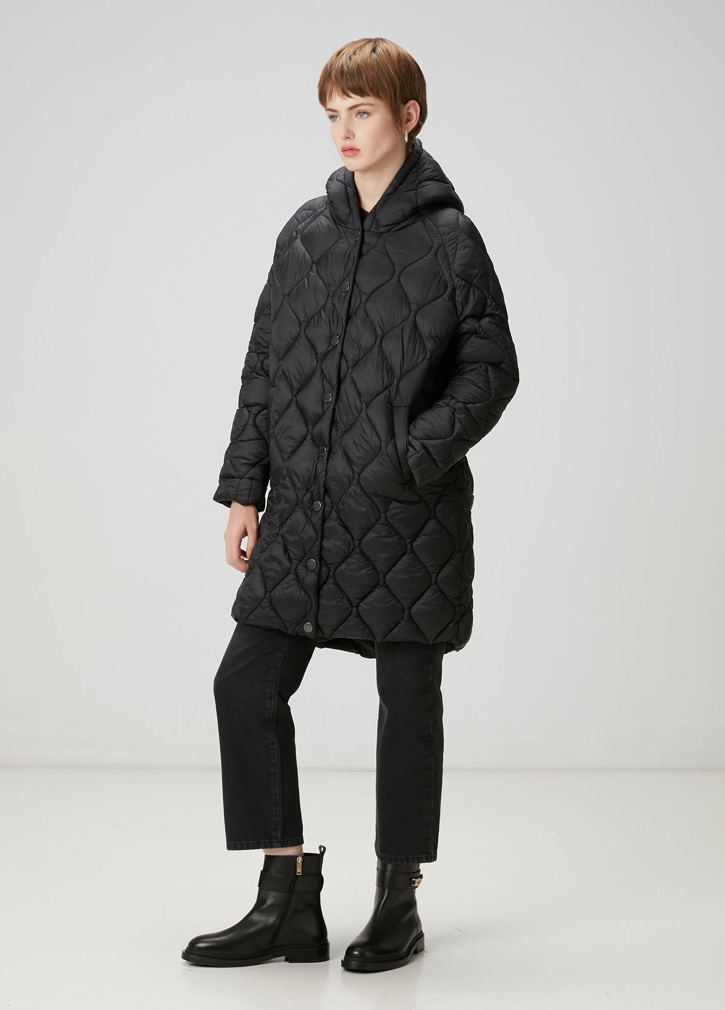 Beymen Club Kadın Siyah Kapüşonlu Kaban