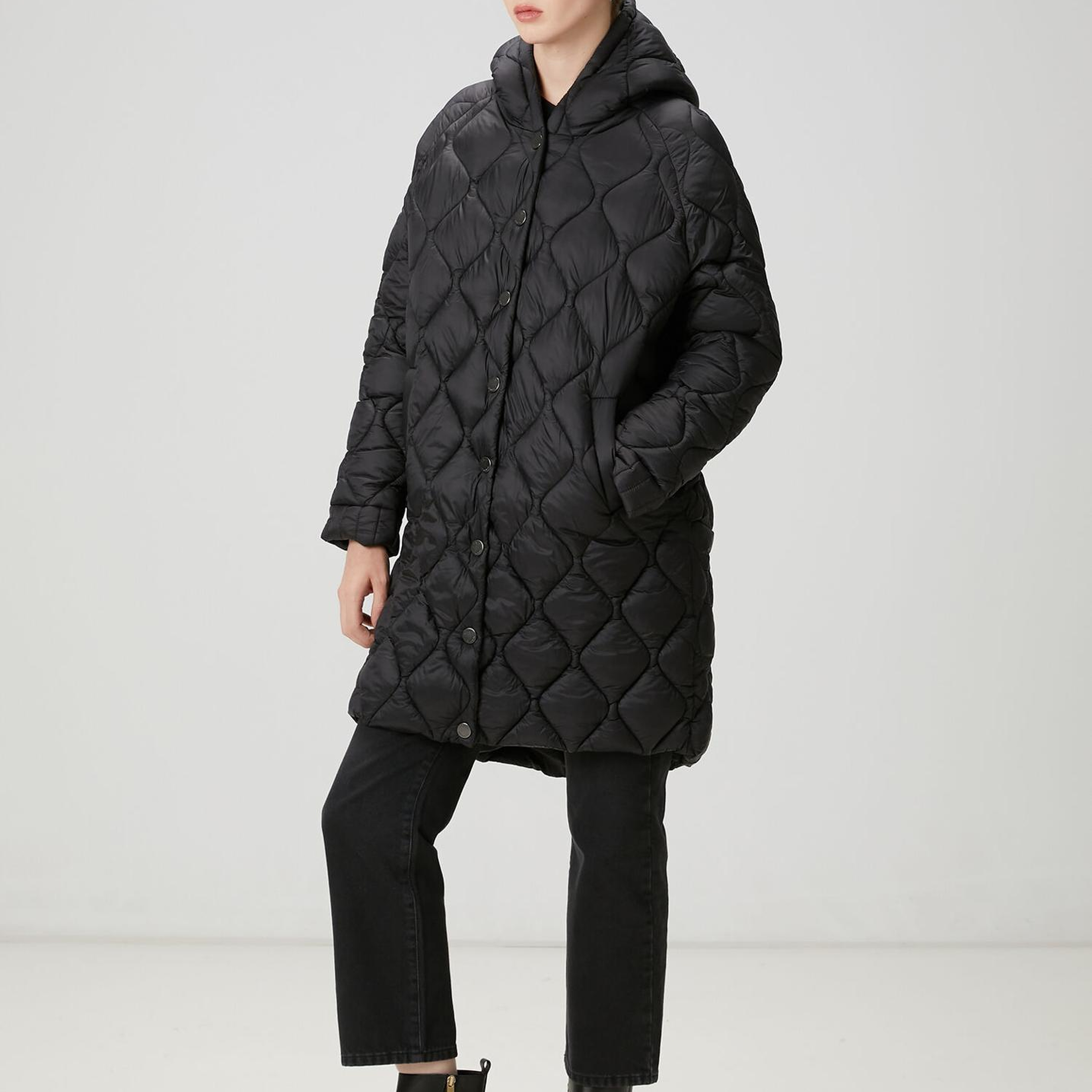 Beymen Club Kadın Siyah Kapüşonlu Kaban