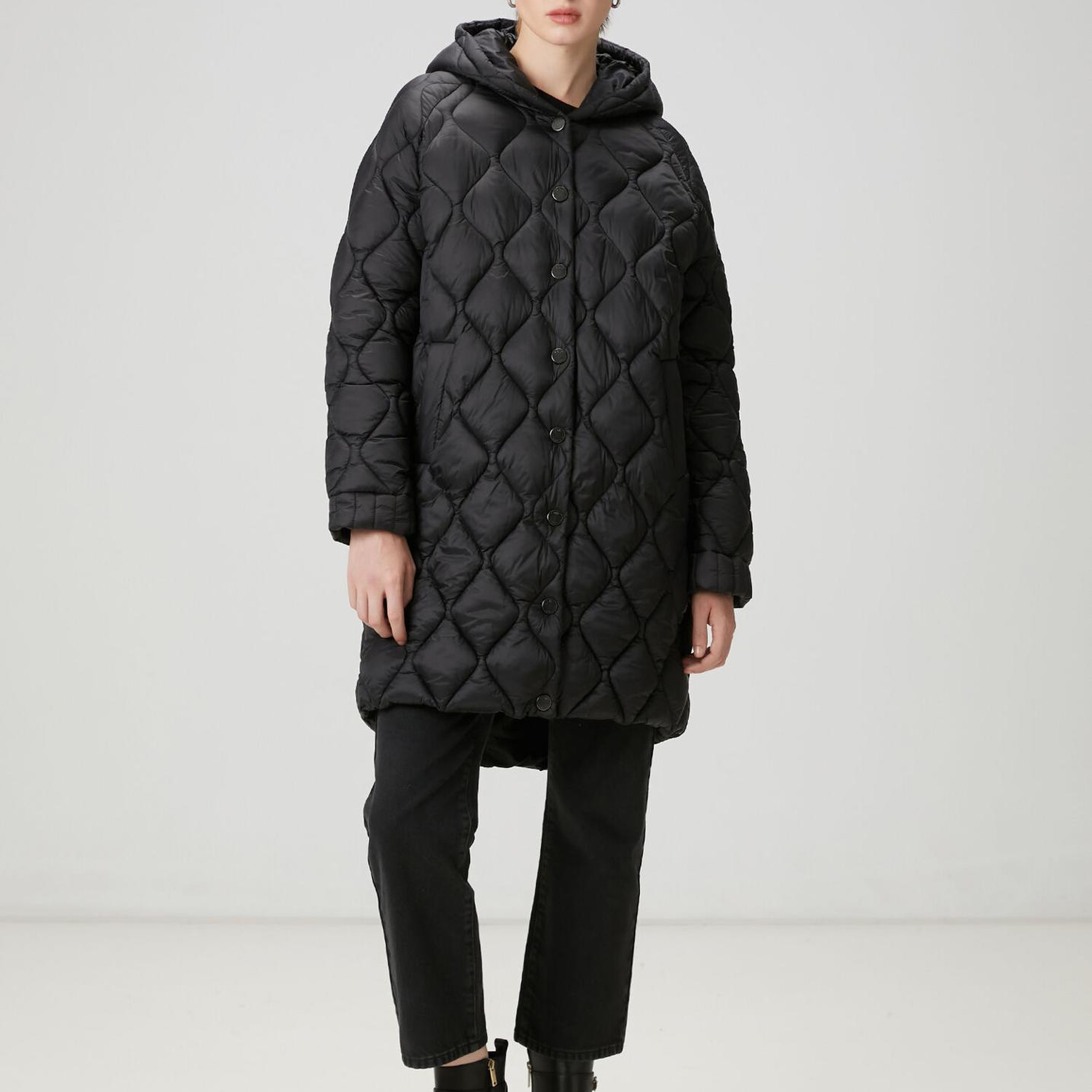 Beymen Club Kadın Siyah Kapüşonlu Kaban