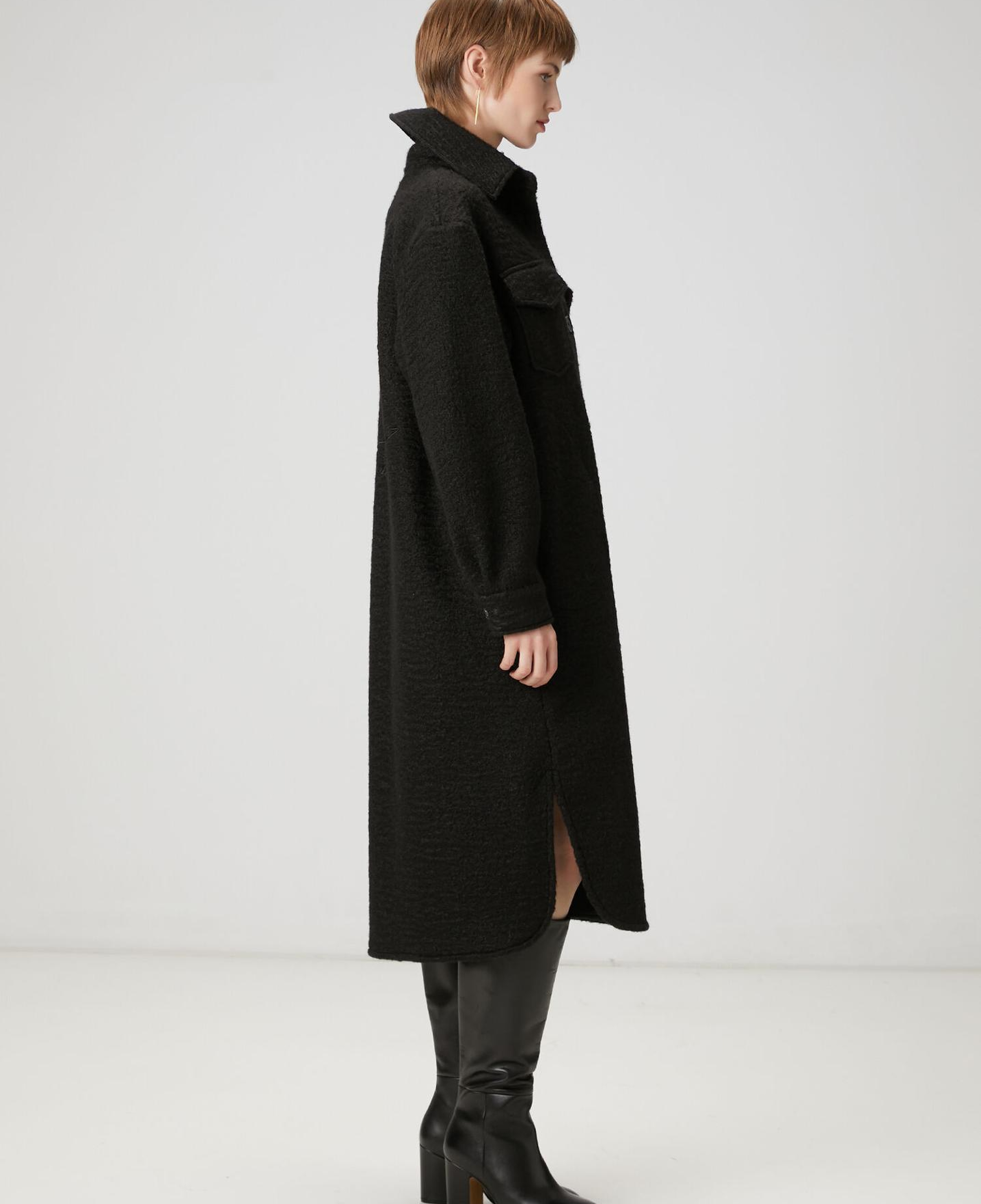 Beymen Club Kadın Siyah Yıldız Nakışlı Uzun Yün Dış Gömlek