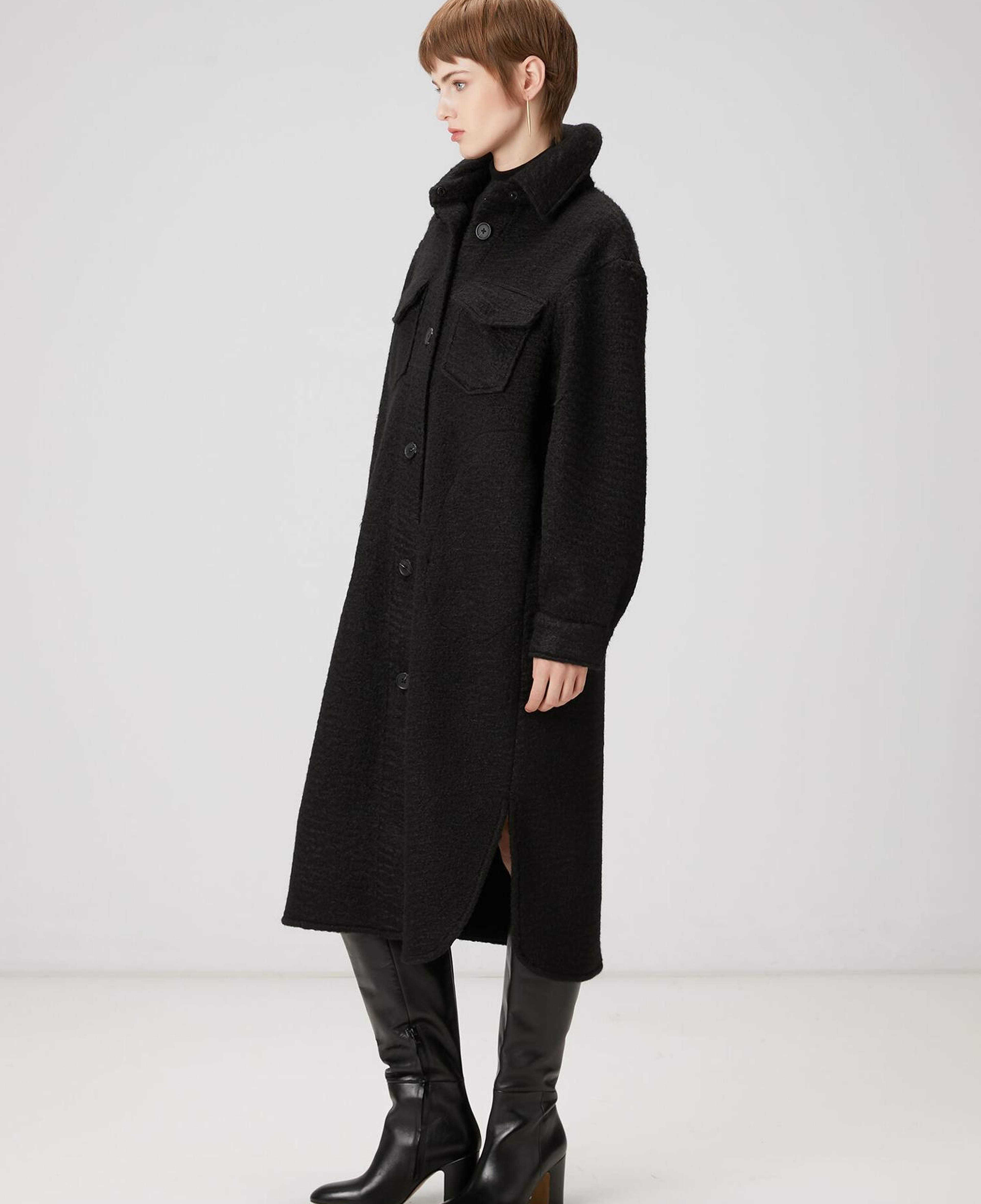 Beymen Club Kadın Siyah Yıldız Nakışlı Uzun Yün Dış Gömlek