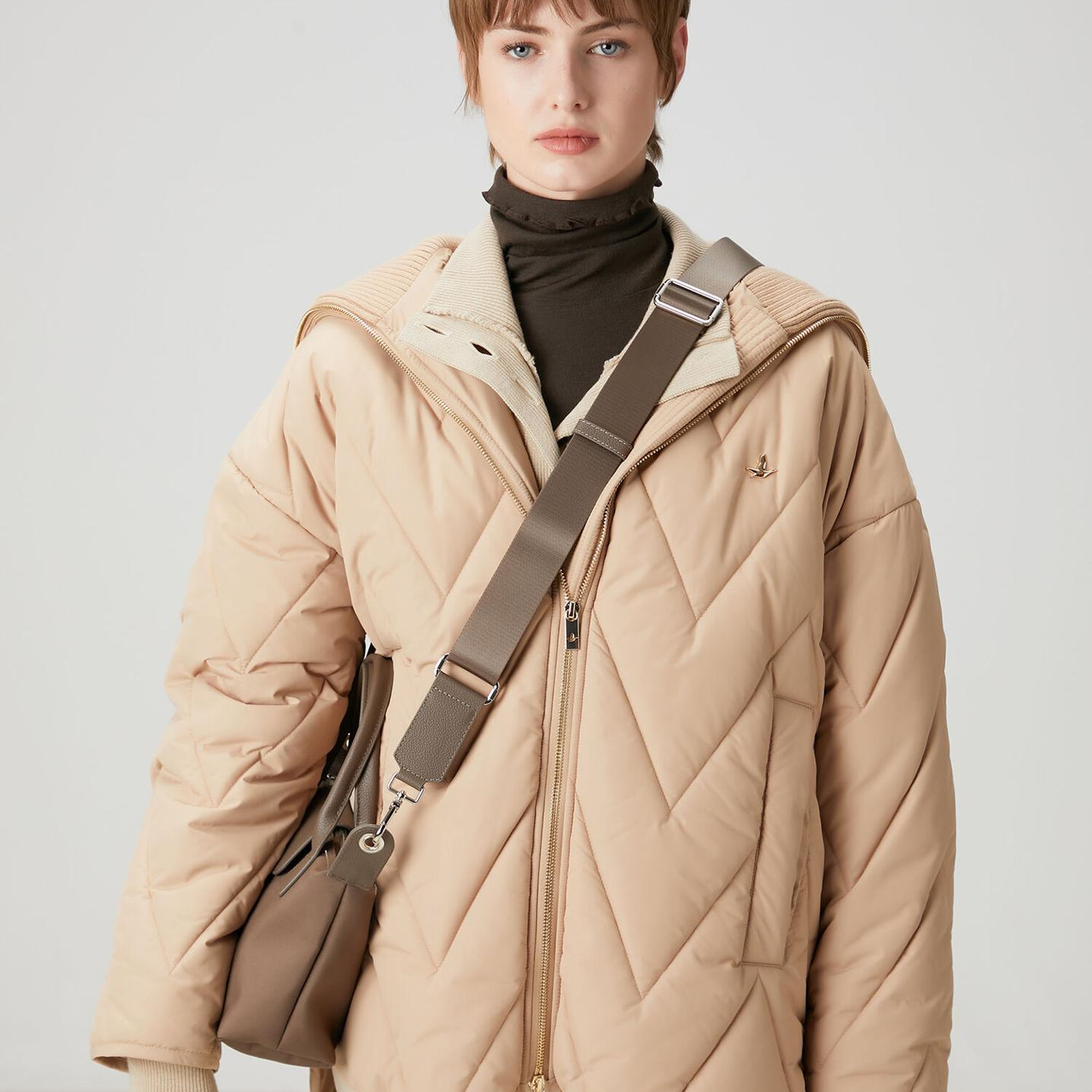 Beymen Club Kadın Camel Zikzak Kapitoneli Mont