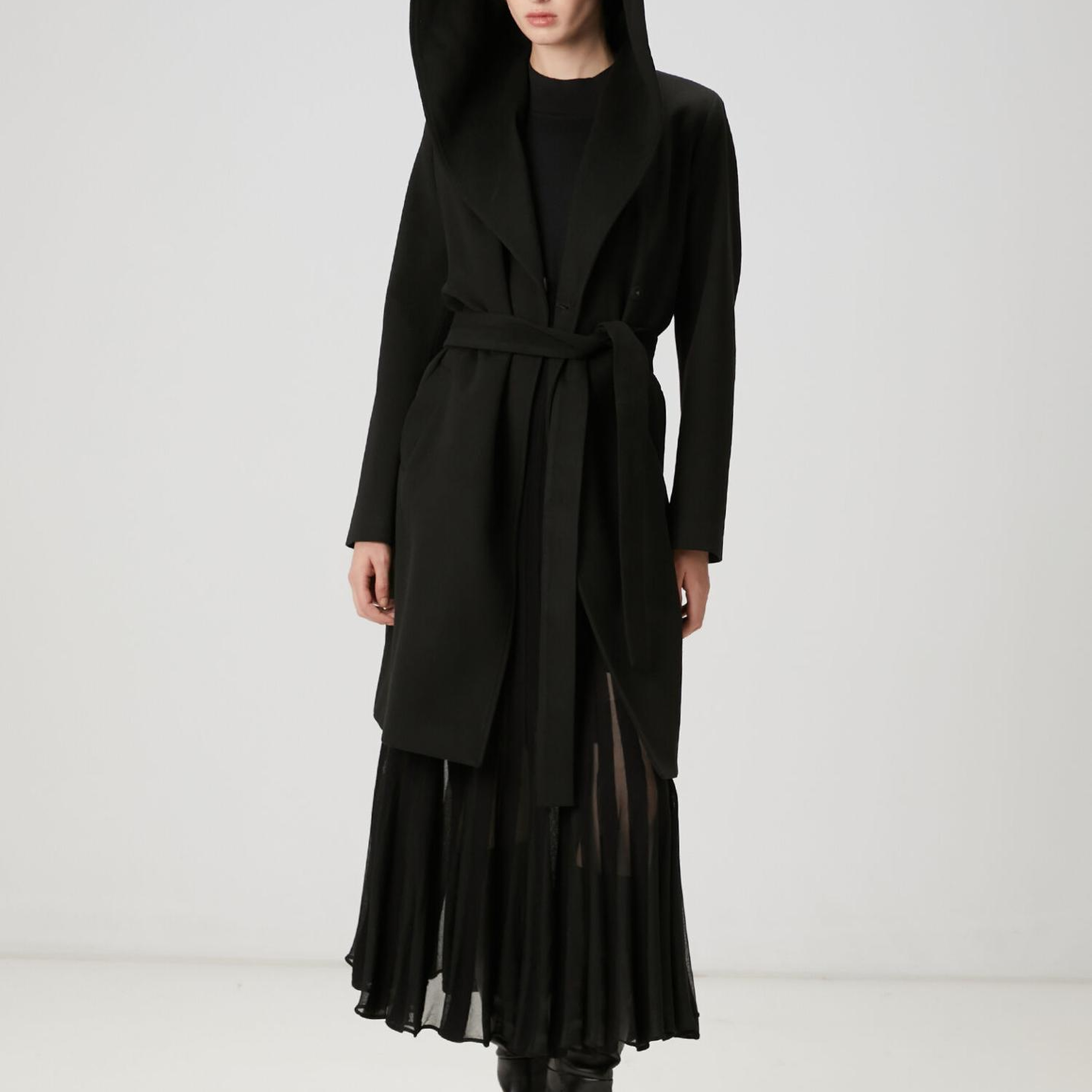 Beymen Club Kadın Siyah Kapüşonlu Palto