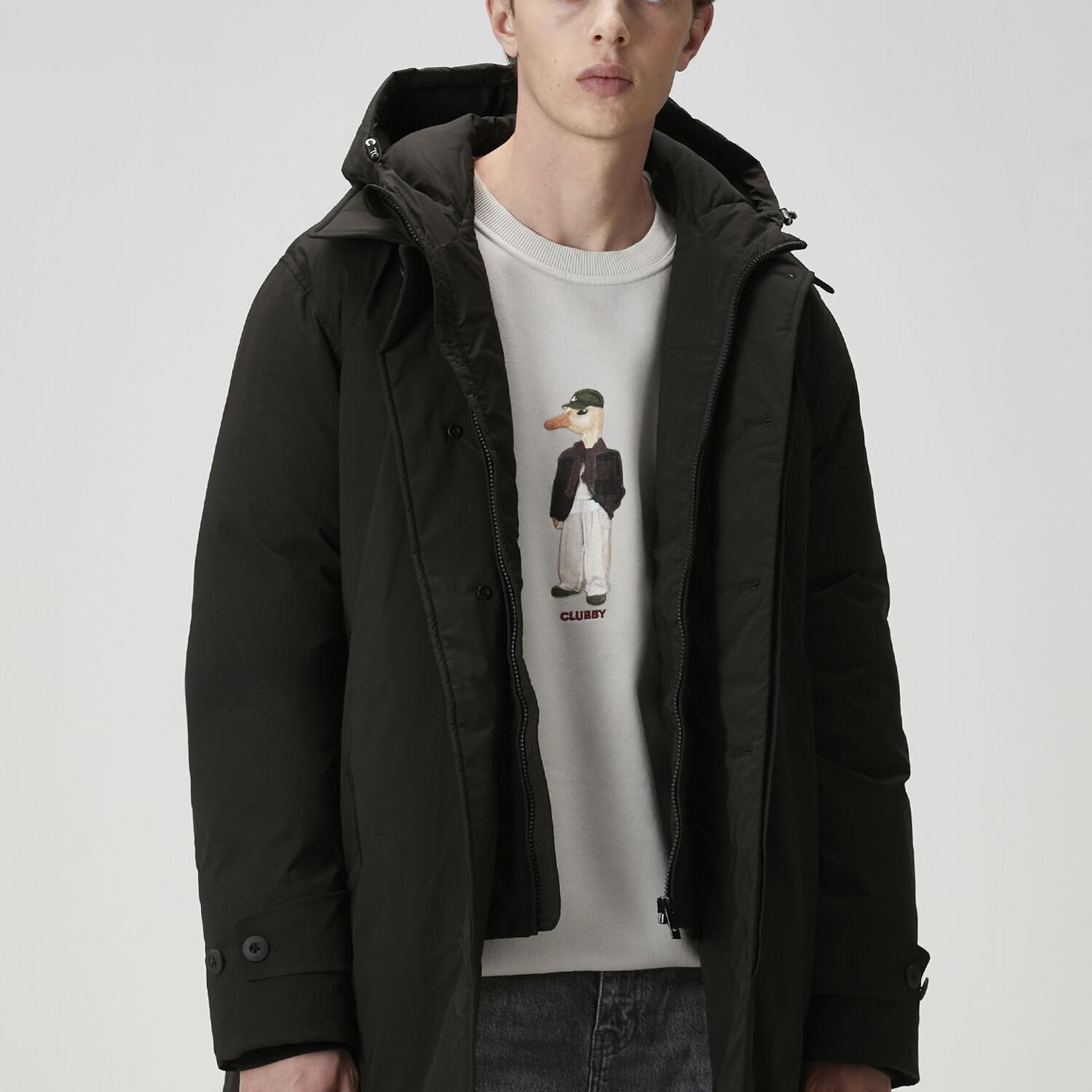 Beymen Club Erkek Siyah Kapüşonlu Kaban