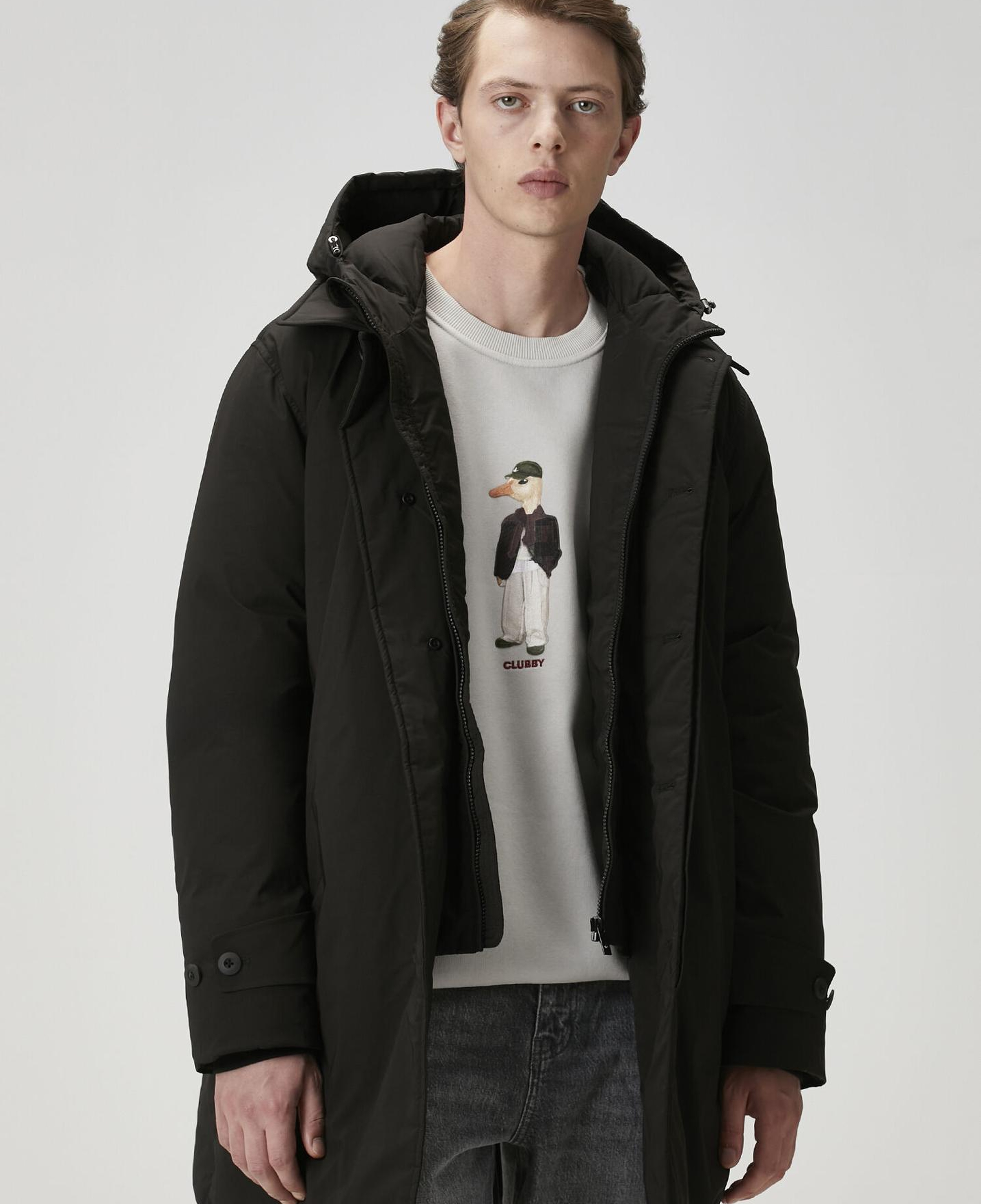 Beymen Club Erkek Siyah Kapüşonlu Kaban