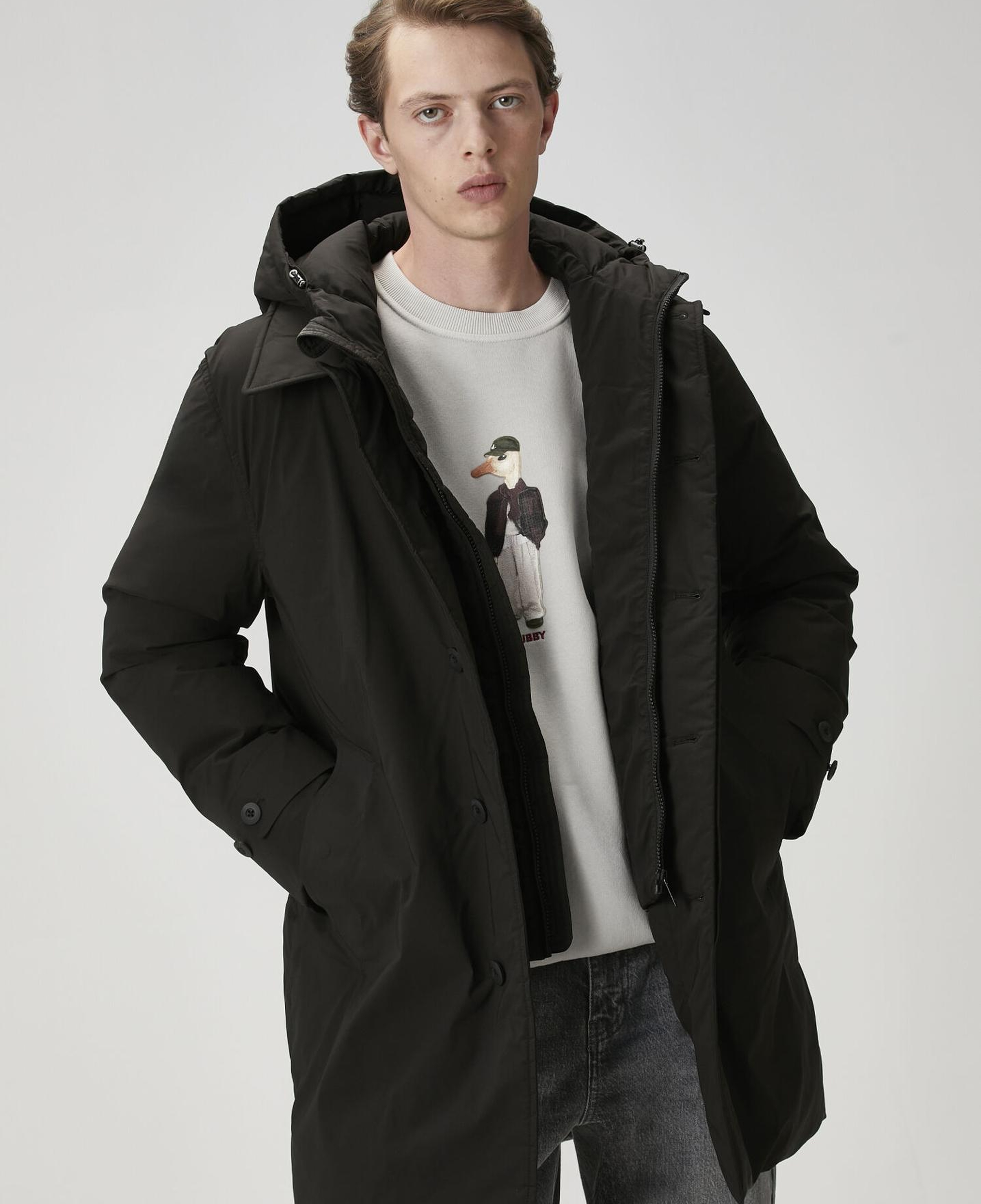 Beymen Club Erkek Siyah Kapüşonlu Kaban