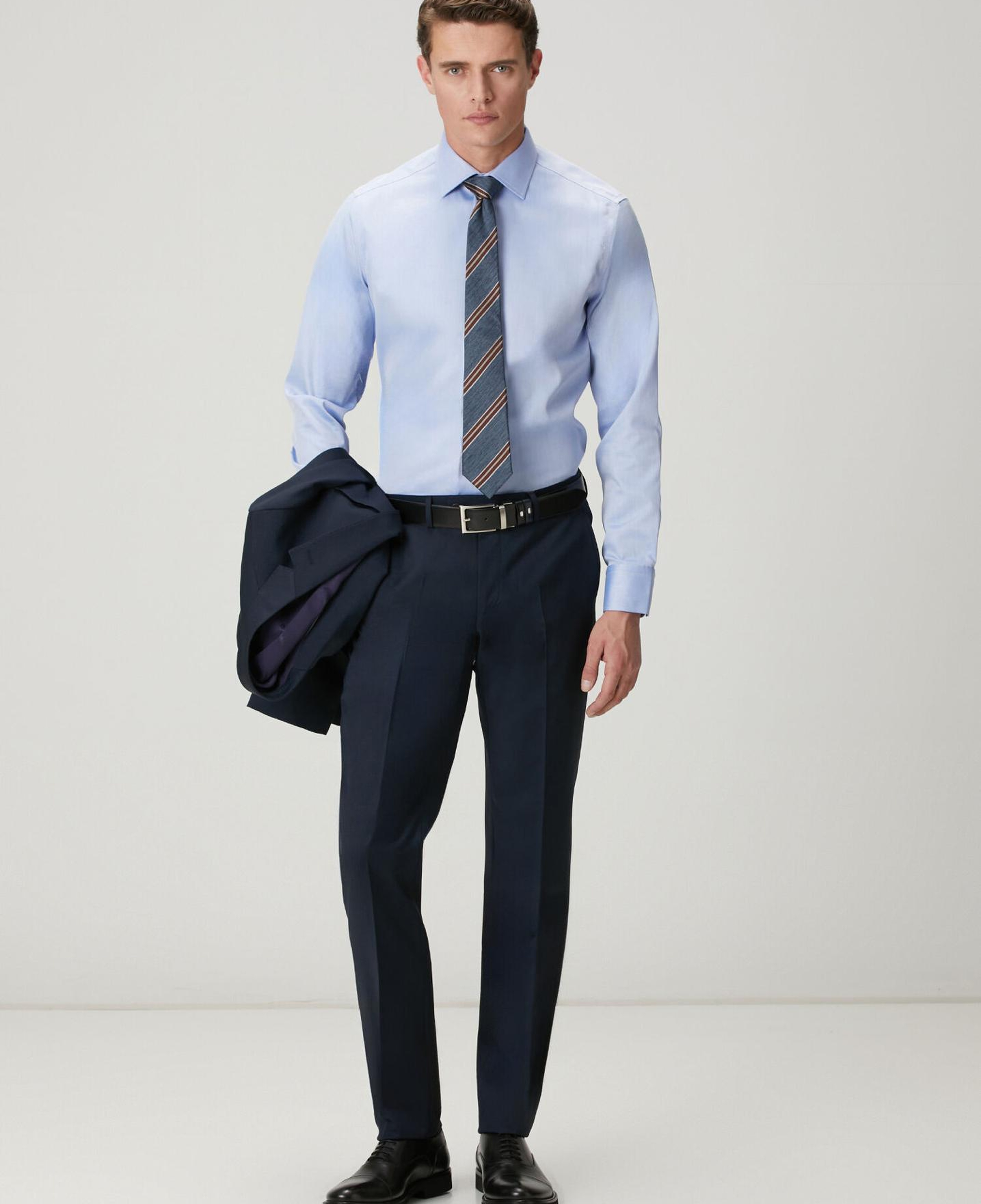 Beymen Club Erkek Comfort Fit Koyu Mavi Armürlü Non-iron Gömlek